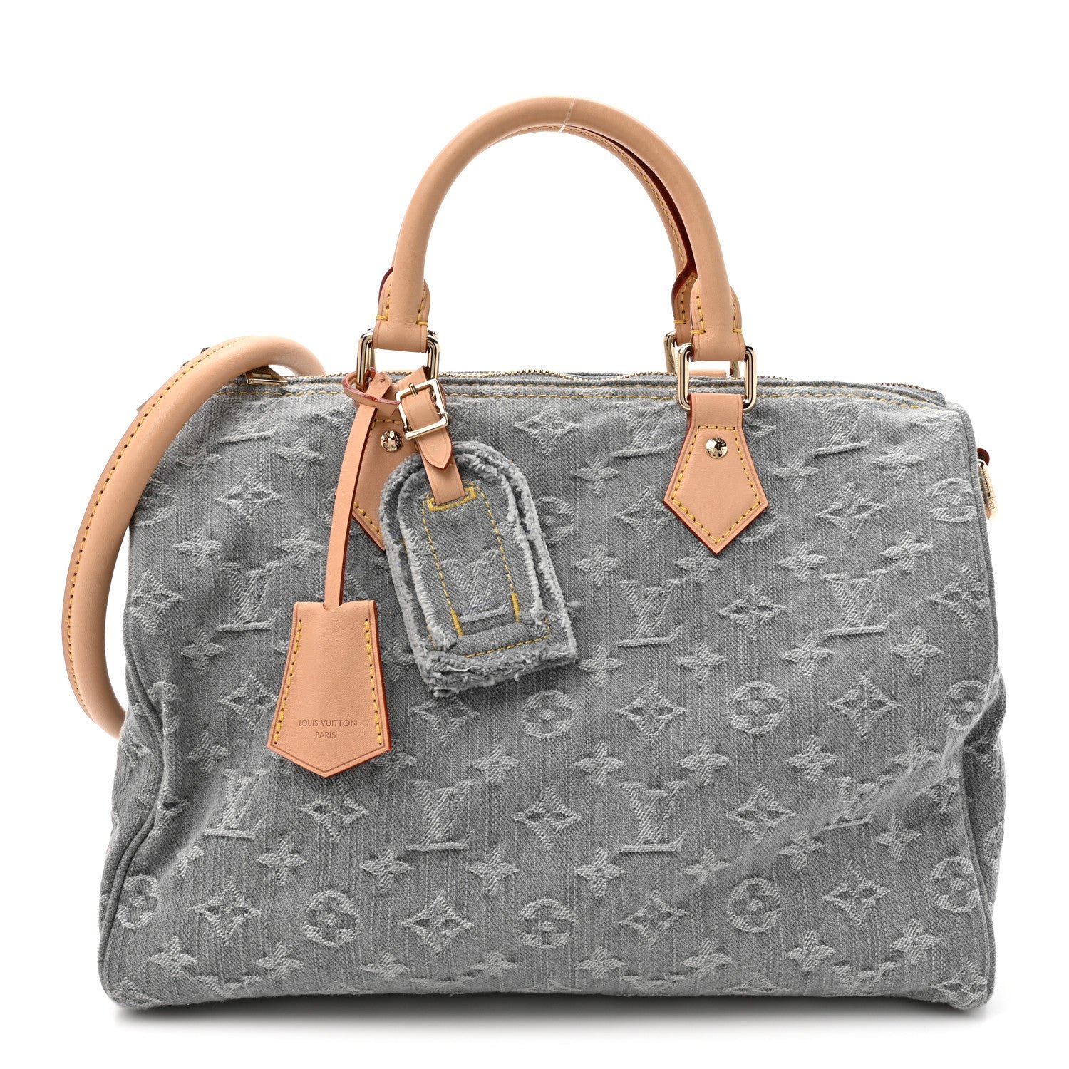 Louis Vuitton Monogram Denim Speedy Soft 30 Washed Gray