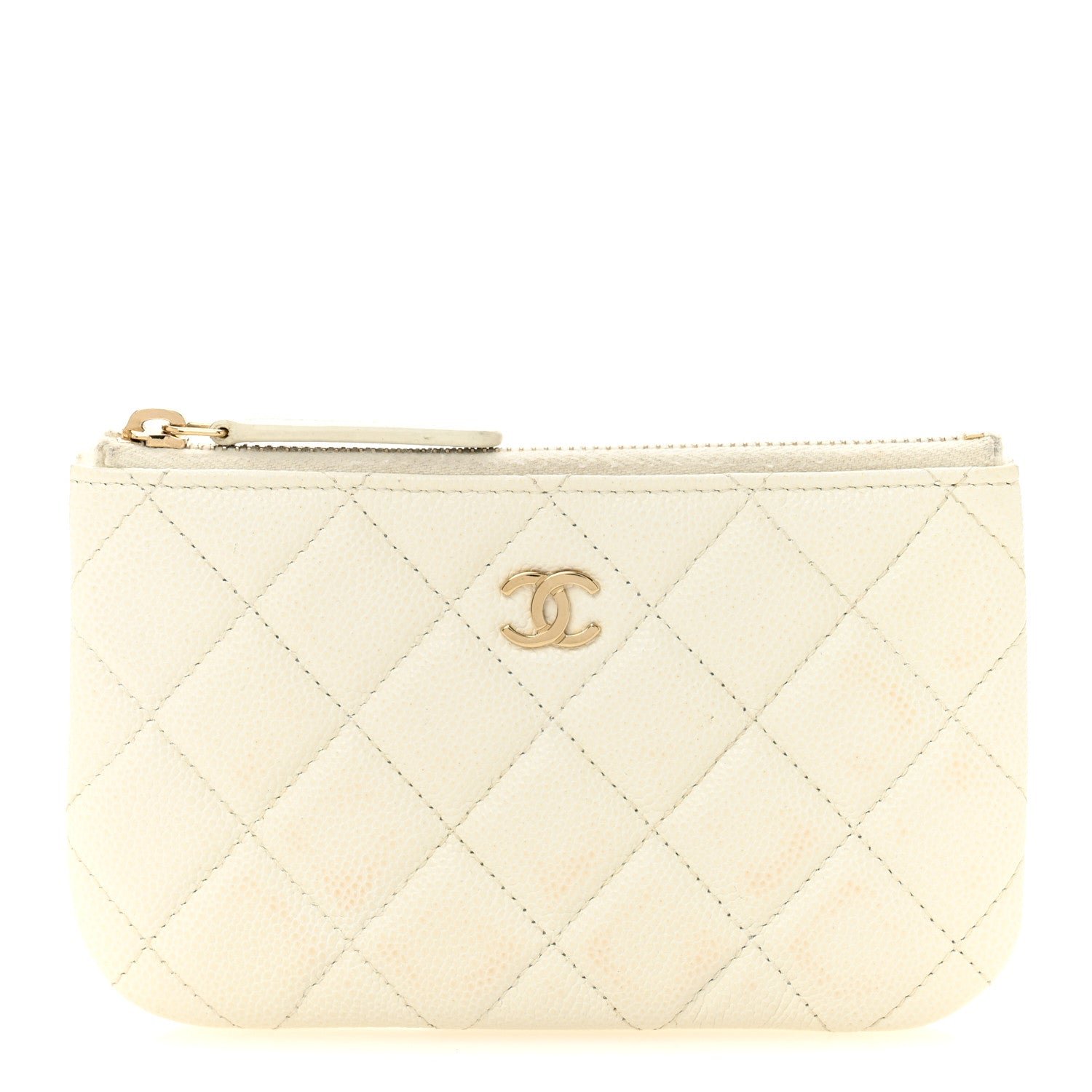 Chanel Caviar Quilted Small Pouch White