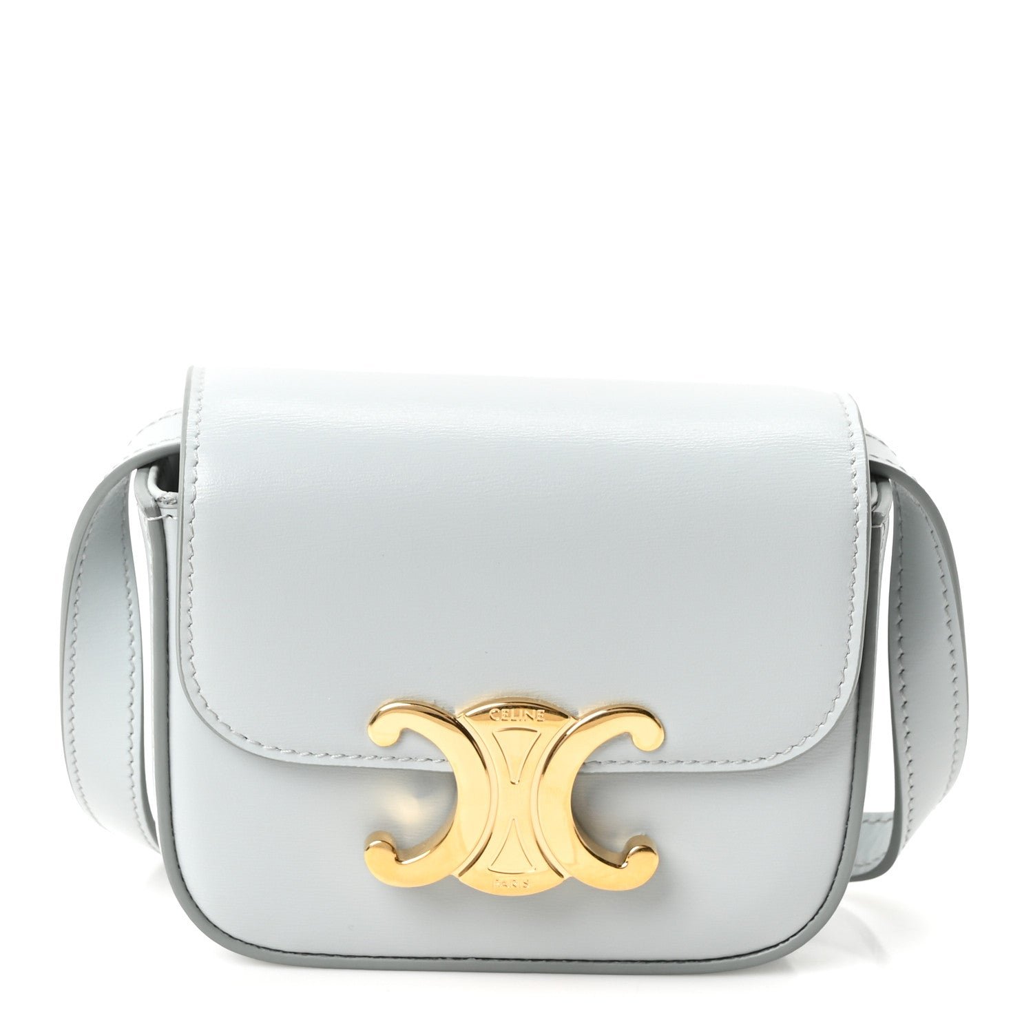 Celine Shiny Calfskin Mini Triomphe Ice Blue
