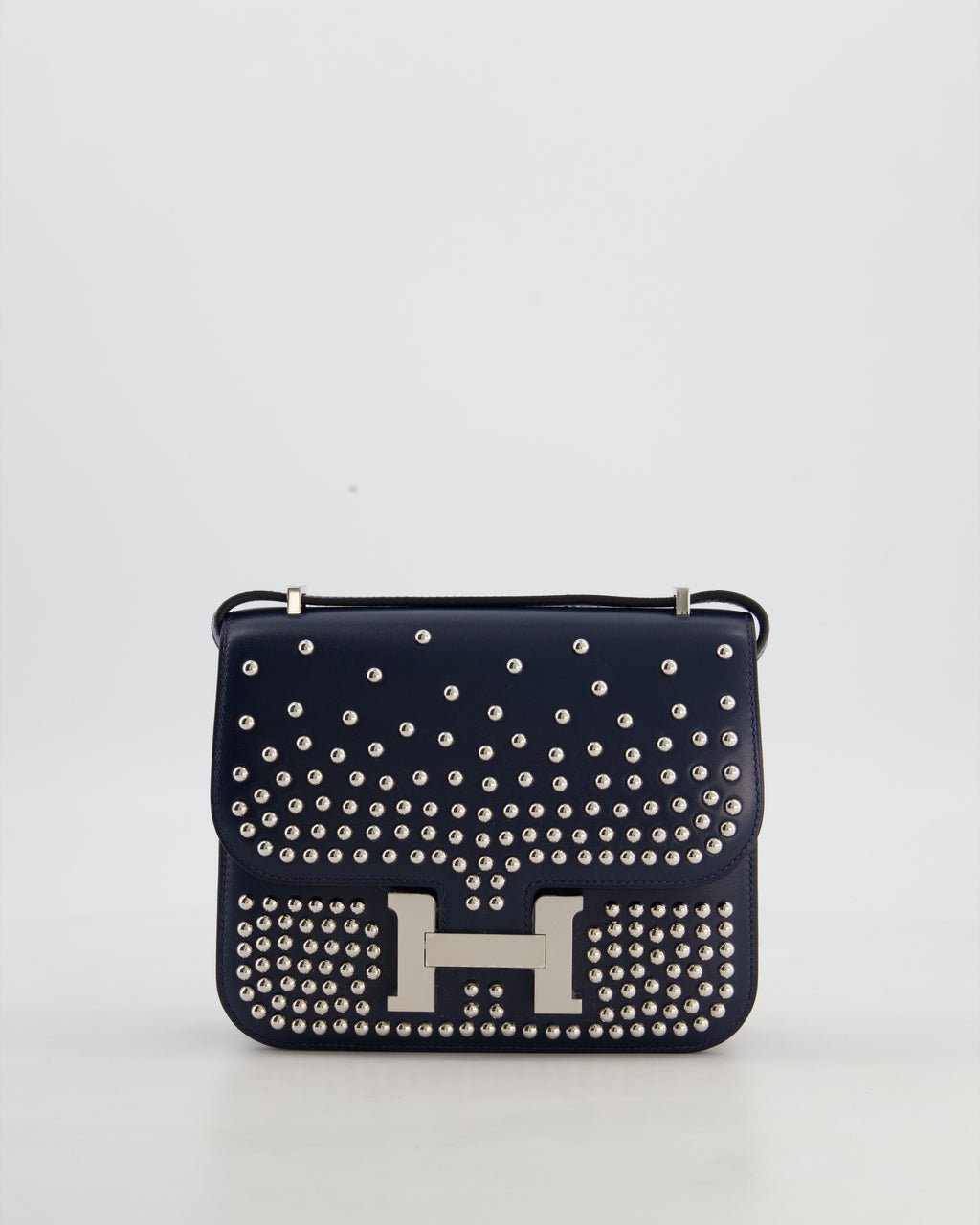 *HOT & RARE* Hermès Mini Constance III Miroir 18 Bag in Bleu Abysse Calfskin Box Leather with Palladium Hardware