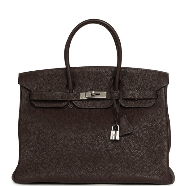 Hermes Vintage Hermes Birkin 35 Chocolate Togo Palladium Hardware