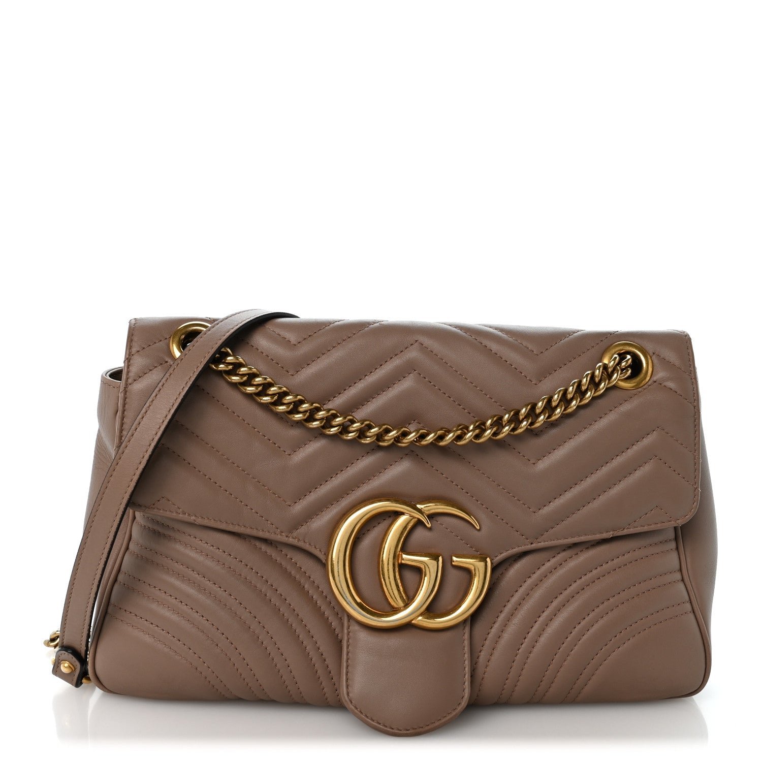 Gucci Calfskin Matelasse Medium GG Marmont Shoulder Bag Porcelain Rose