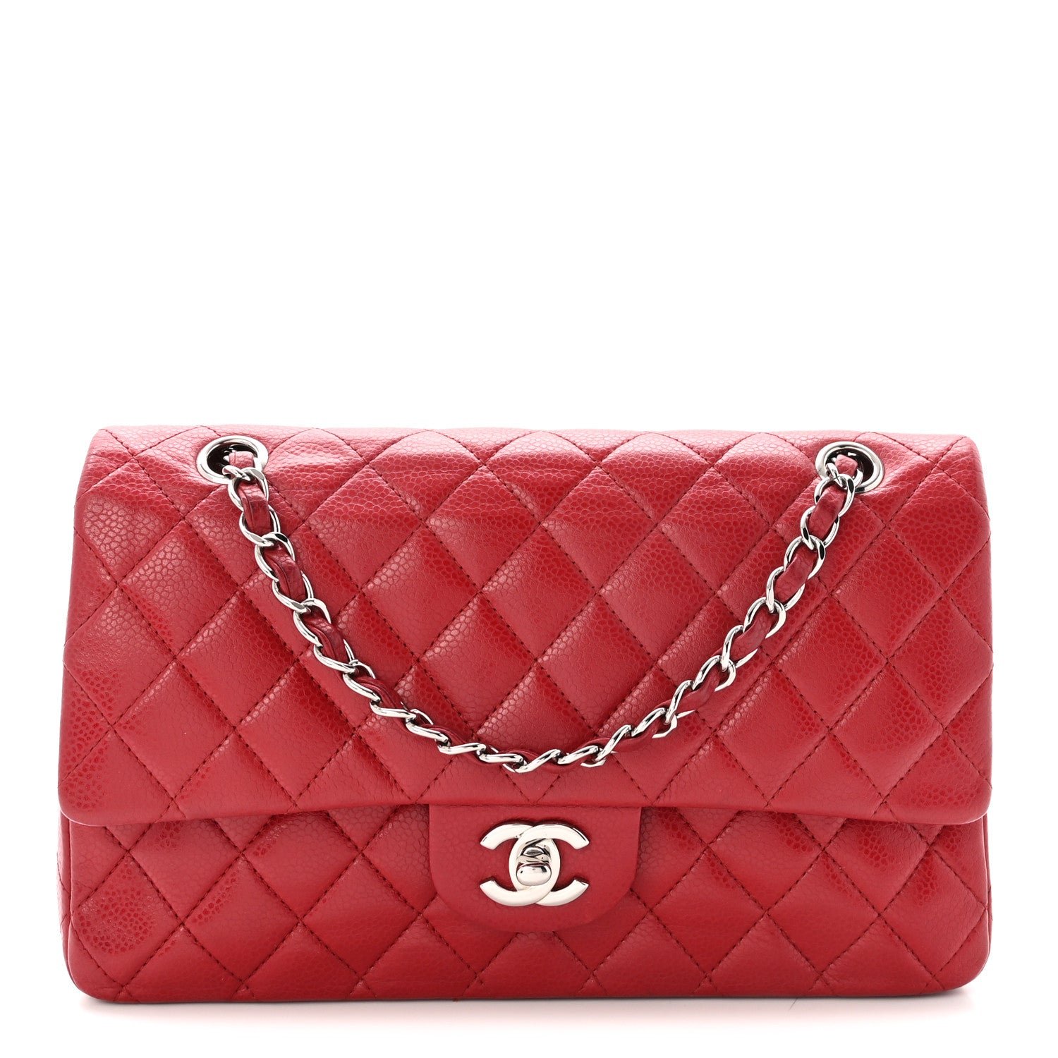 Chanel Caviar Quilted Medium Double Flap Red