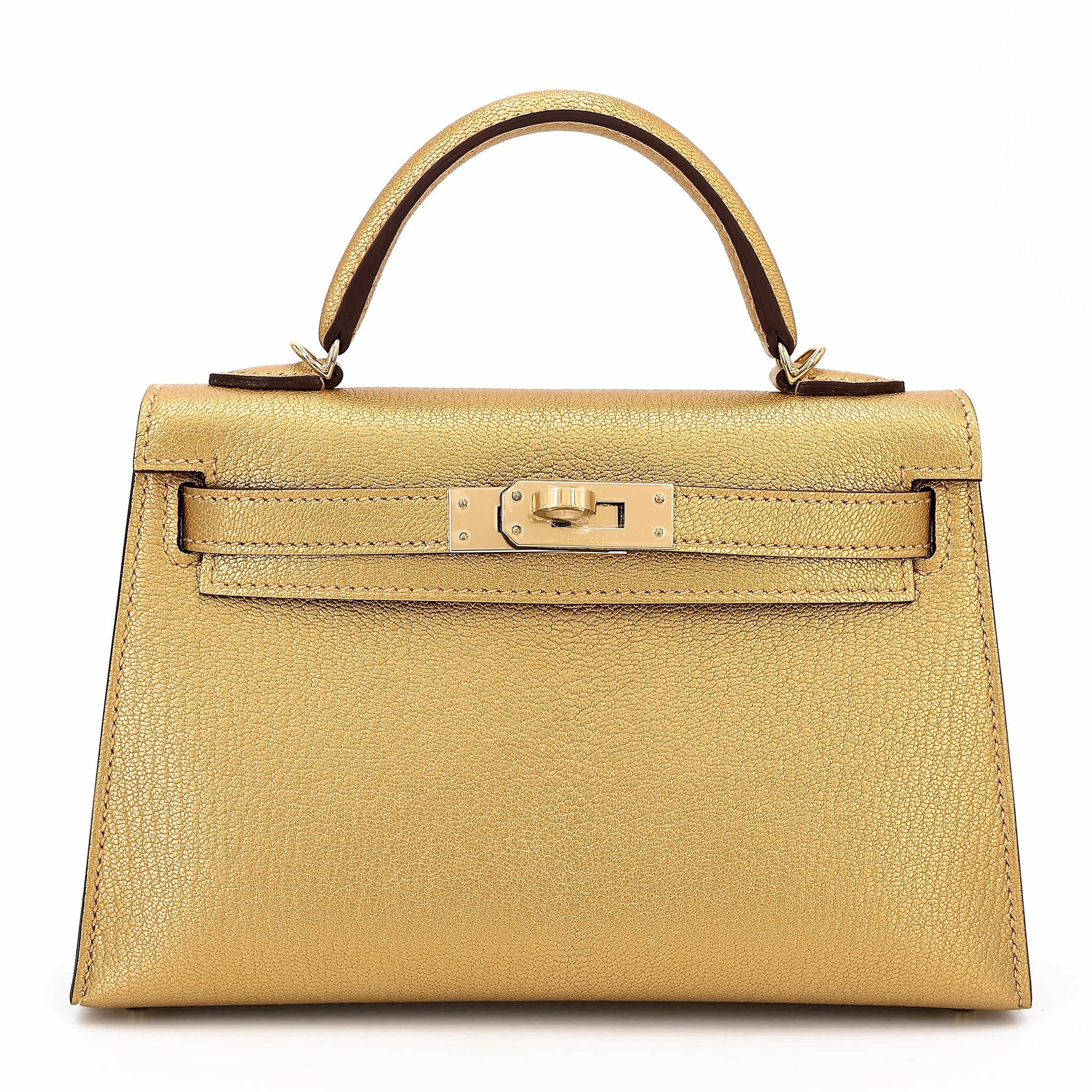Brand New ( Rank N ) HERMÈS Mini Kelly II Dore (Y9) Chamkilight Permabrass hardware K (2025)