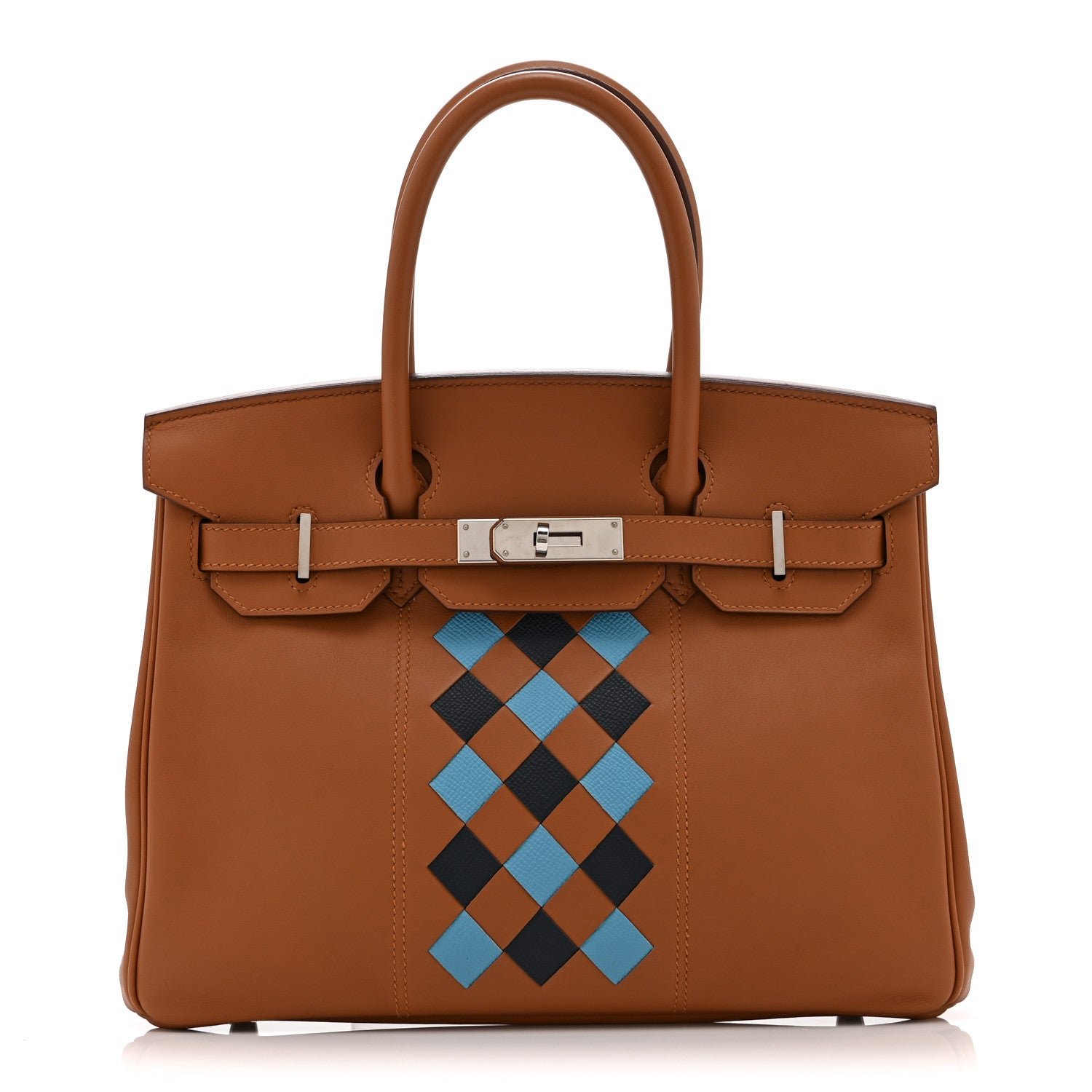 Hermes Swift Epsom Tressage Birkin 30 Gold Bleu de Nord Bleu Indigo