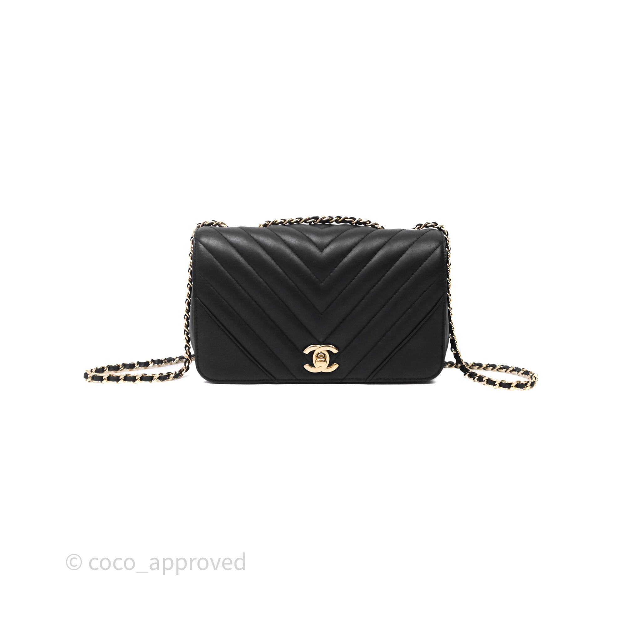 Chanel Small Statement Chevron Flap Bag Black Gold Hardware