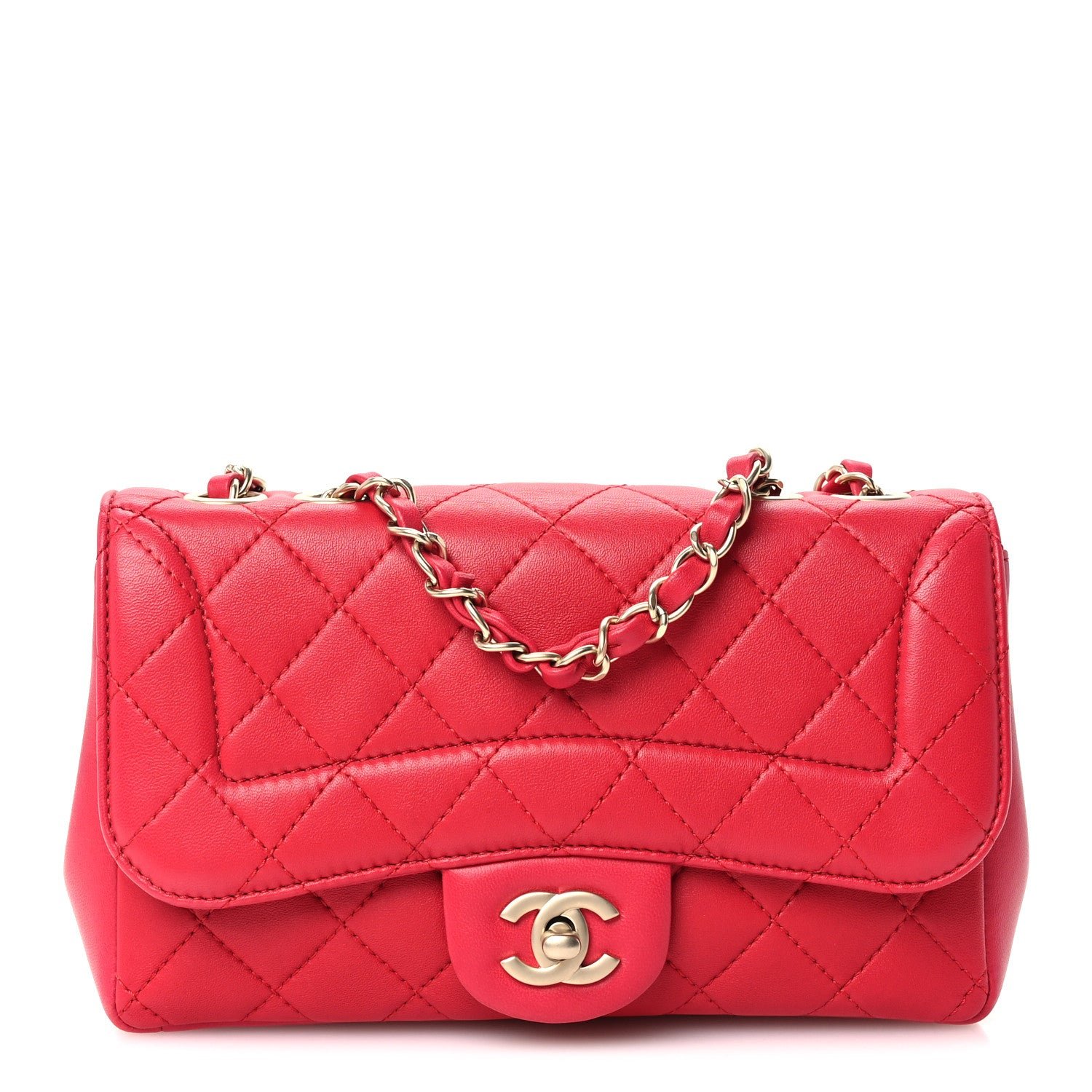 Chanel Lambskin Quilted Mini Mademoiselle Chic Flap Dark Pink