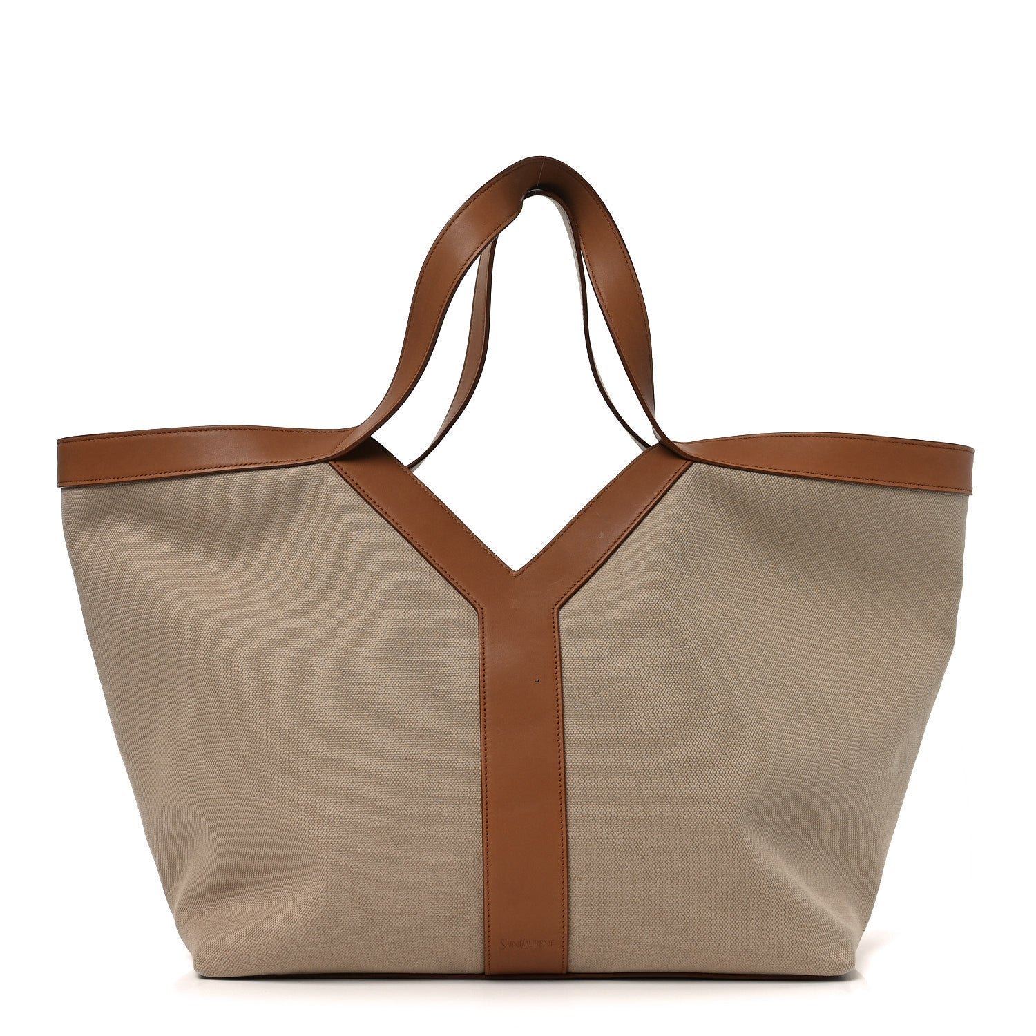 Saint Laurent Canvas Calfskin Y Tote Desert Dust Brick