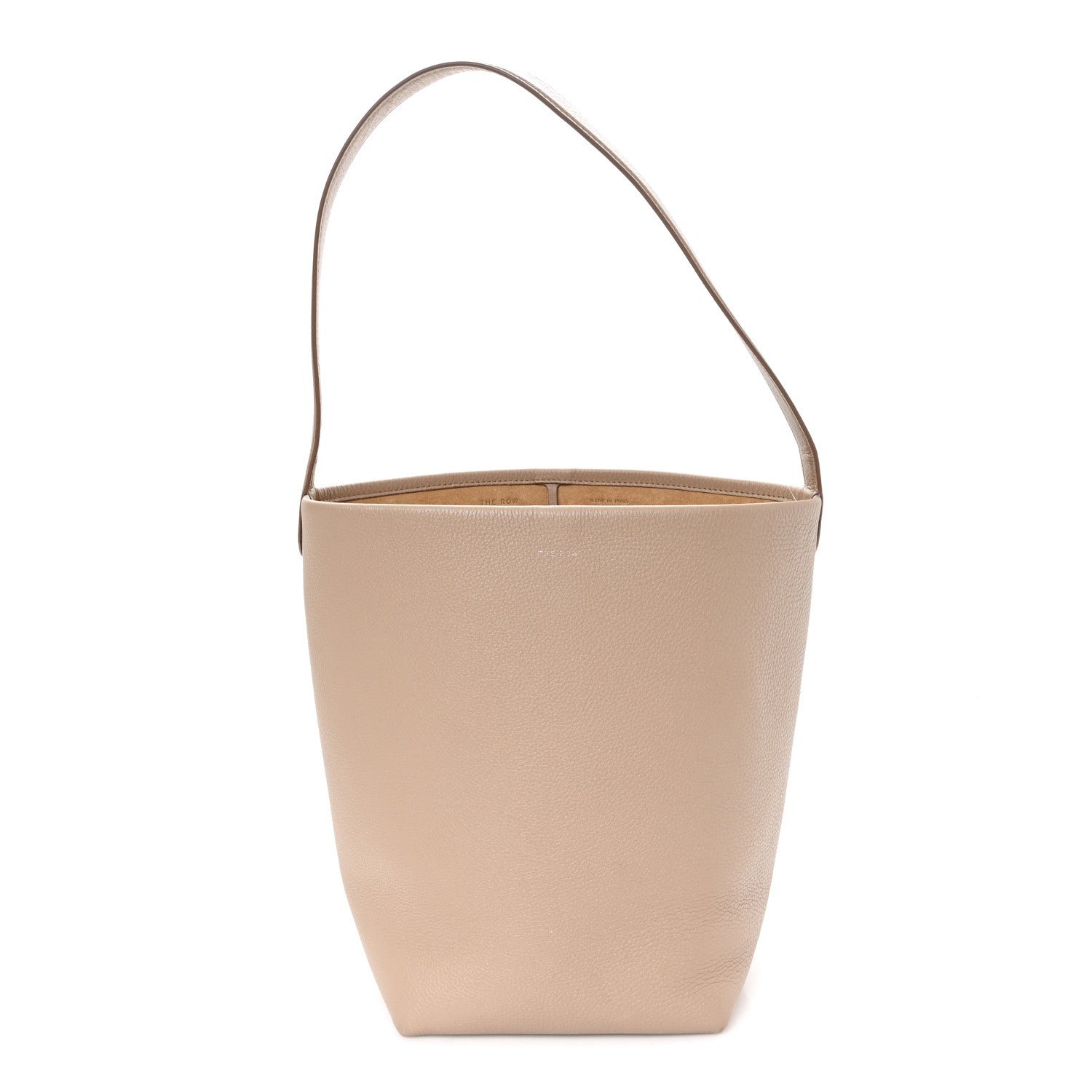 The Row Grained Calfskin Medium N/S Park Tote Dark Taupe