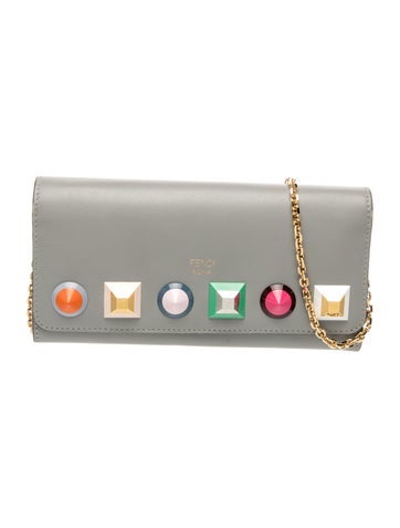 Leather Rainbow Studded Wallet Small