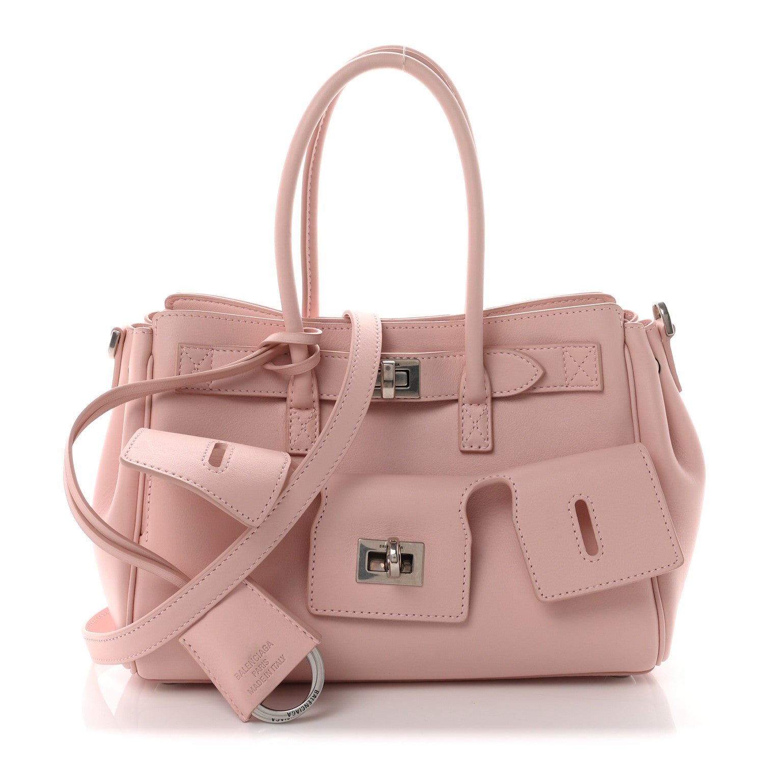 Balenciaga Smooth Calfskin Mini Bel Air Carry All Bag Suede Pink