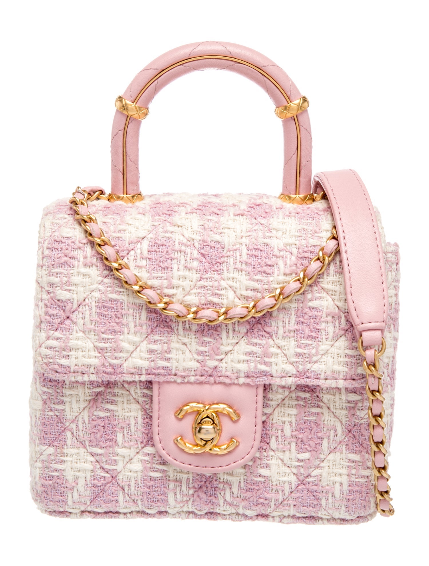 Mini Tweed Crush Top Handle Flap Bag