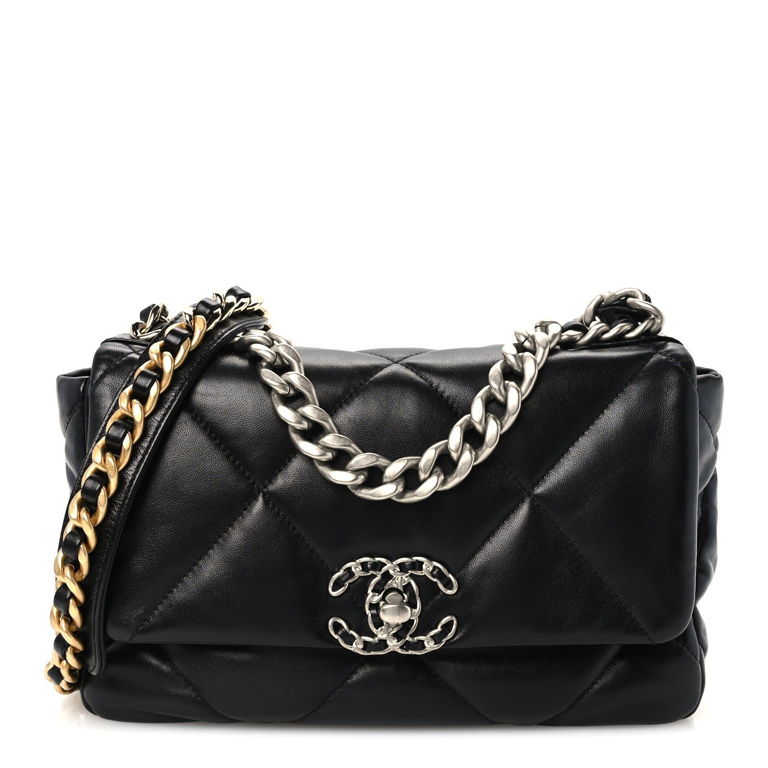 Chanel Lambskin Quilted Medium Chanel 19 Flap Black