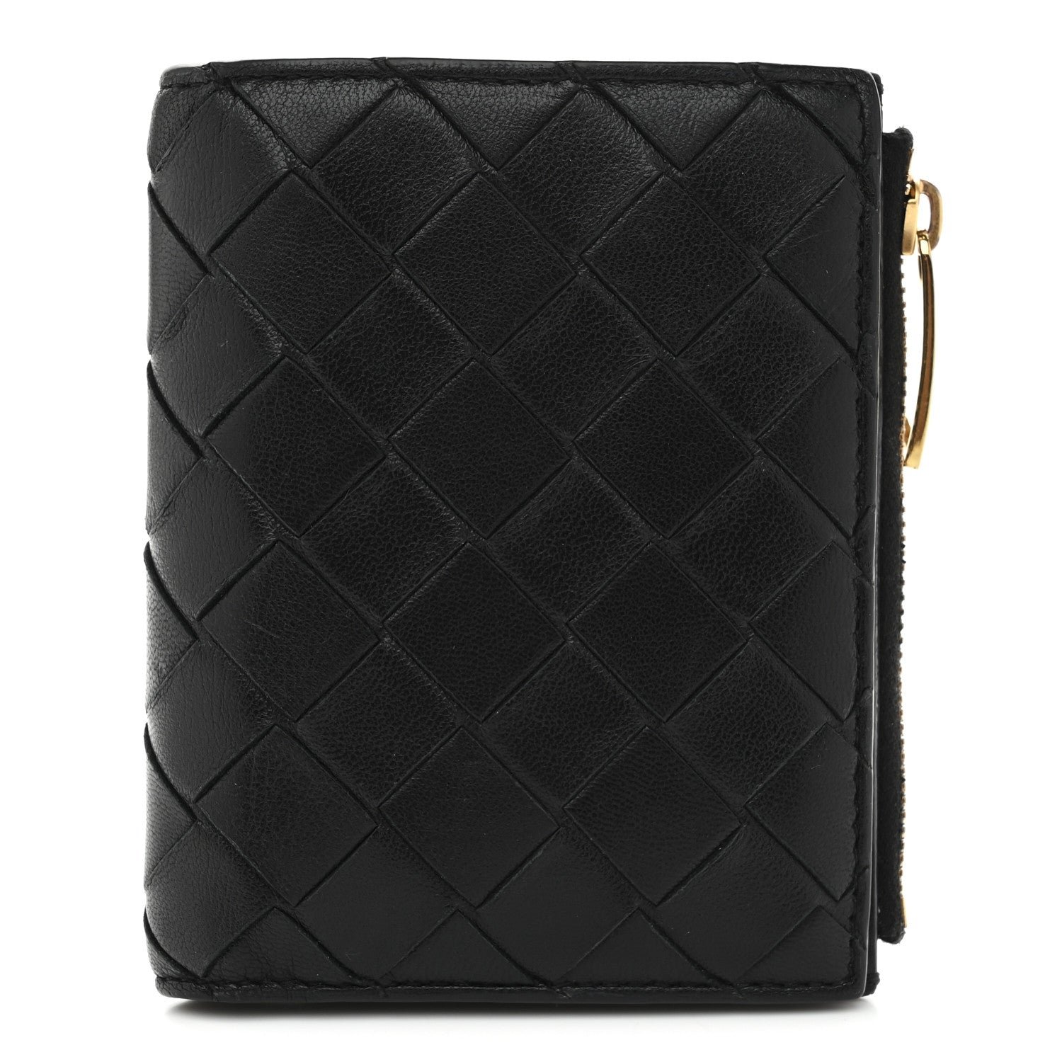 Bottega Veneta Nappa Intrecciato Small Bi-Fold Zip Wallet Black
