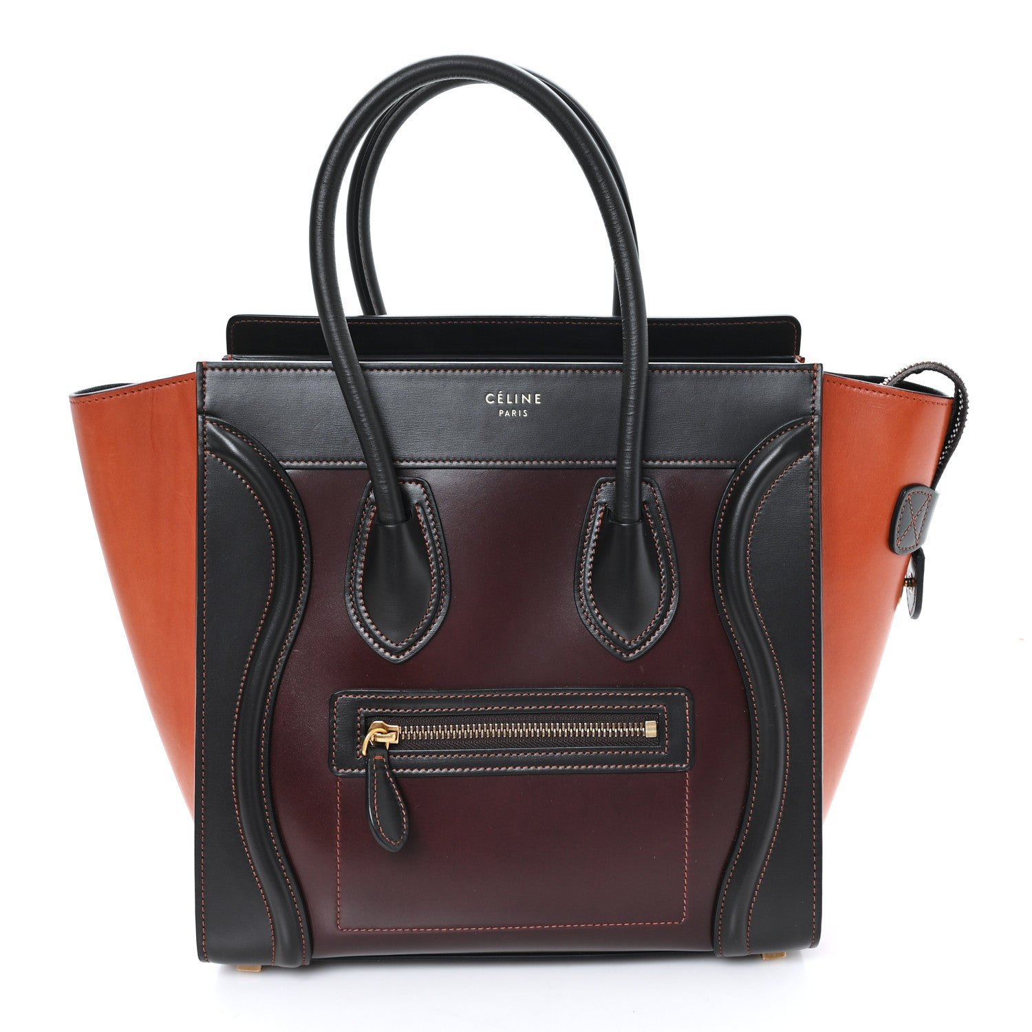 Celine Smooth Calfskin Micro Bi-Color Luggage Burgundy Wine
