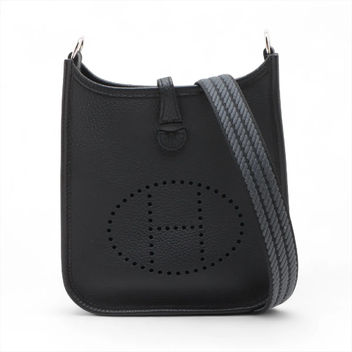 Hermès evelyn 16 TPM Amazon Sangle Kaval Taurillon Clemence Black Silver Metal F