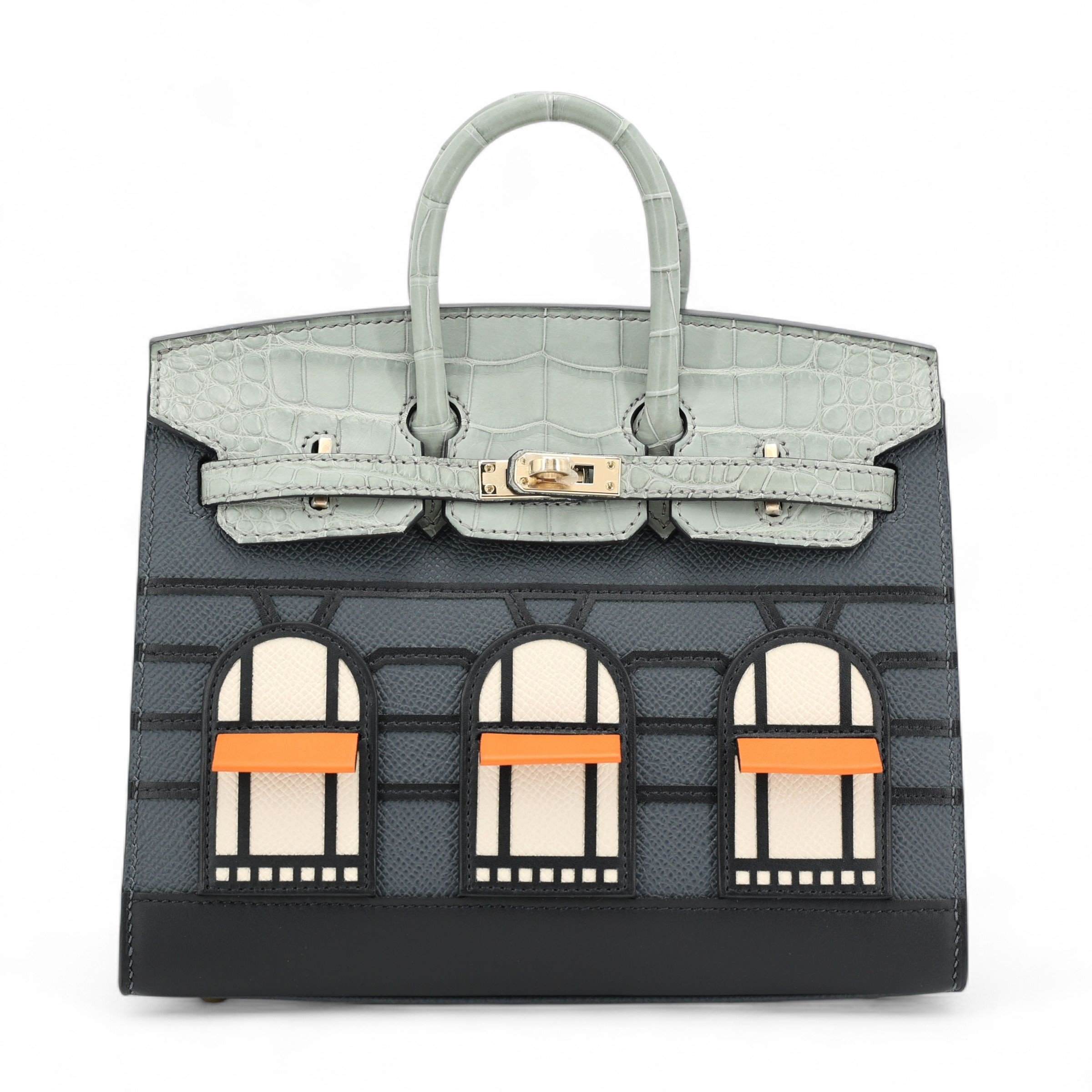 Hermes Brand New ( Rank N ) HERMÈS Limited Edition Birkin Faubourg 20 Gris misty (H0) Gris Ciment (0V) Noir (89) Orange (93) Epsom Swift Matte Alligator Permabrass hardware K (2025)
