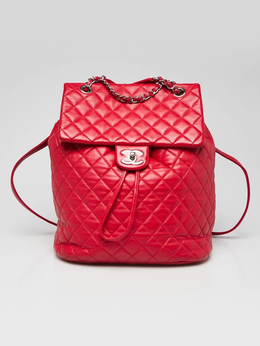 Chanel Dark Pink Quilted Lambskin Leather Large Urban Spirit Backpack Bag