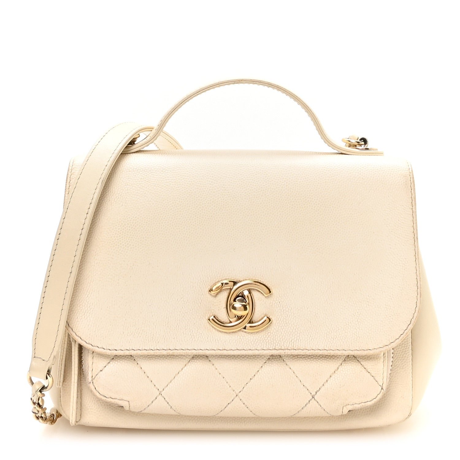 Chanel Caviar Quilted Small Business Affinity Flap White