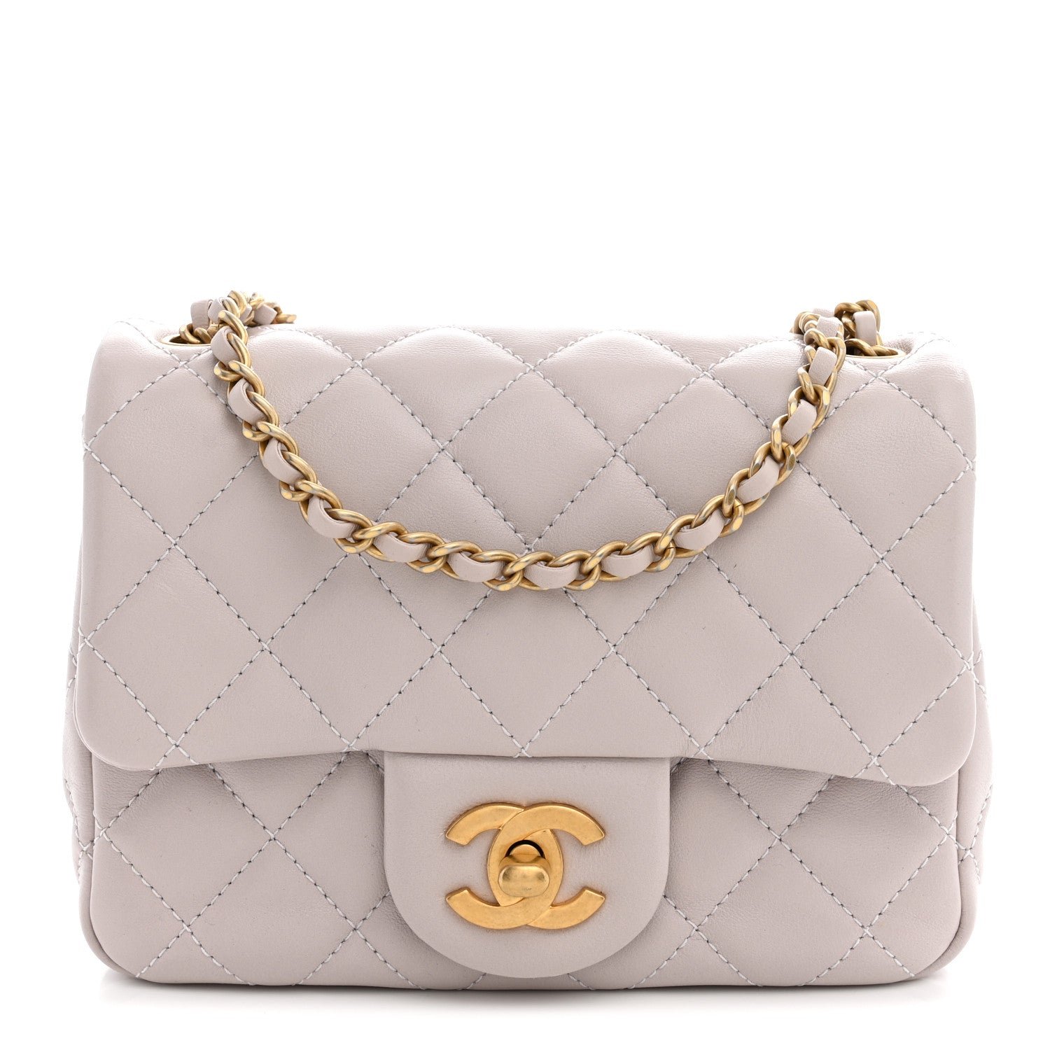 Chanel Lambskin Quilted CC Pearl Crush Mini Flap Light Purple