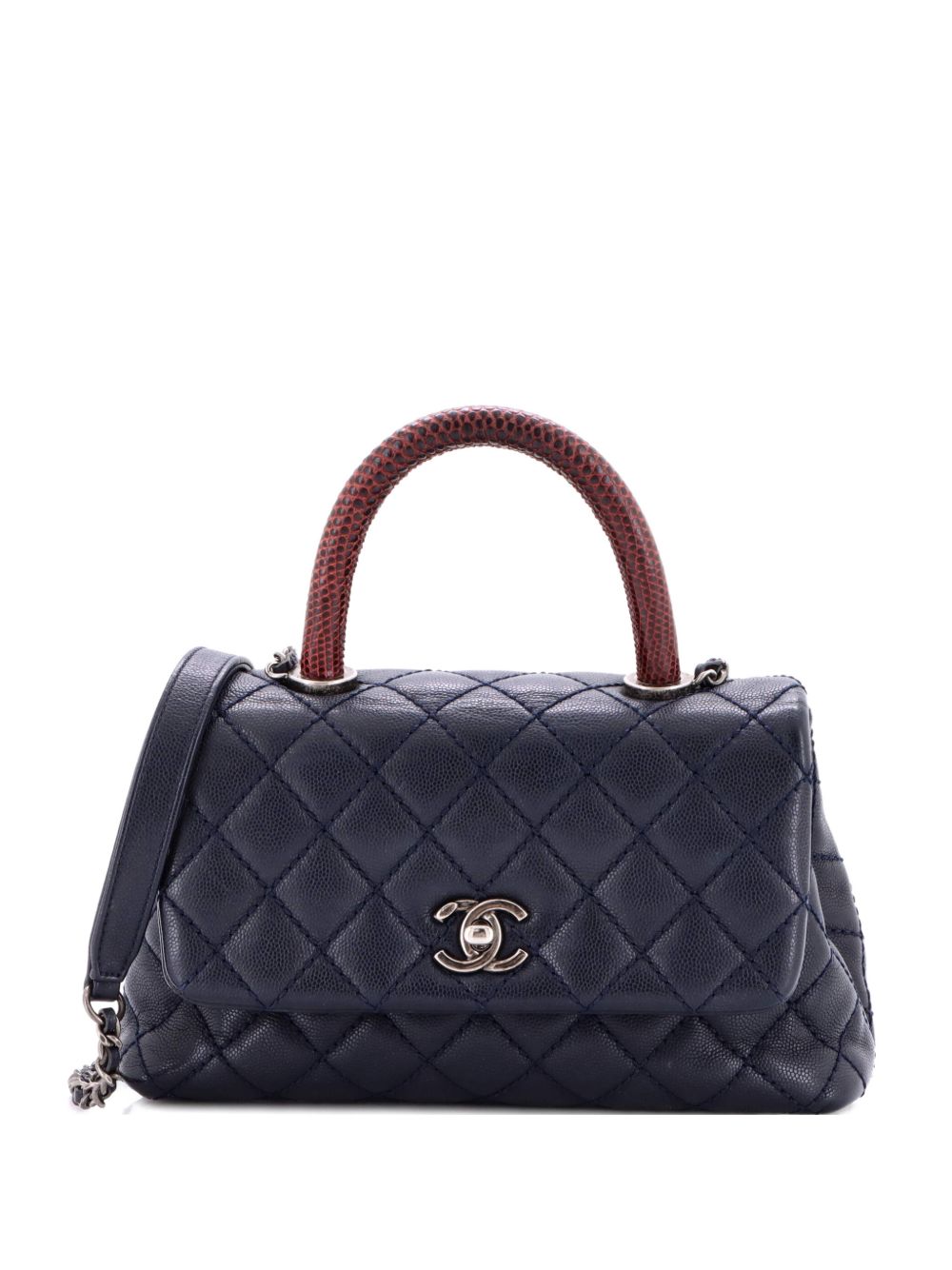 Coco Top Handle Bag Quilted Caviar with Lizard Mini shoulder bag