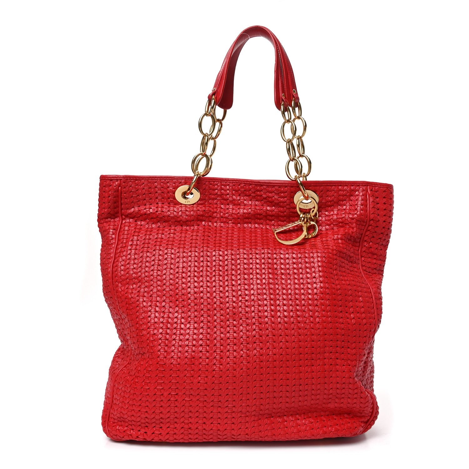 Christian Dior Lambskin Woven Large Dior Soft Tote Rouge Moyen