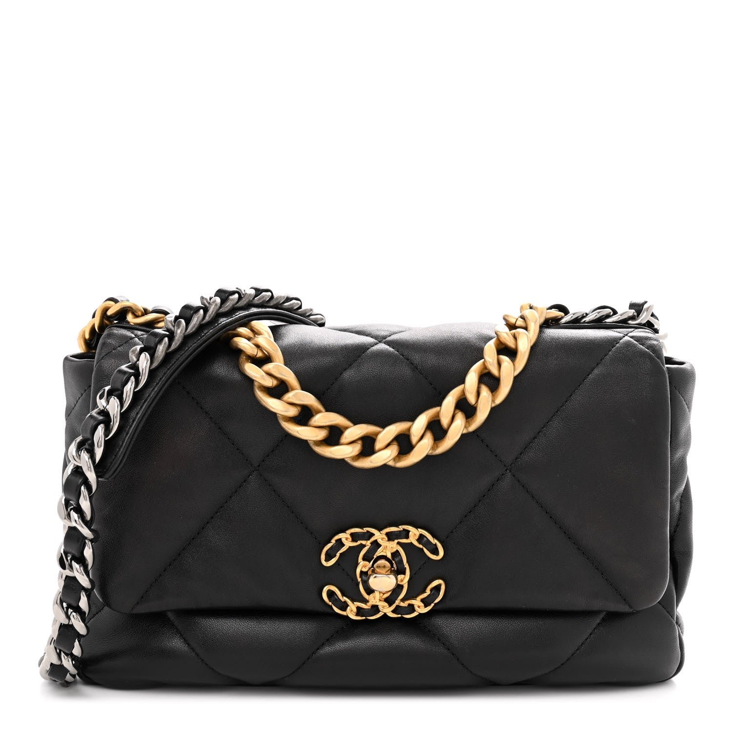 Chanel Lambskin Quilted Medium Chanel 19 Flap Black