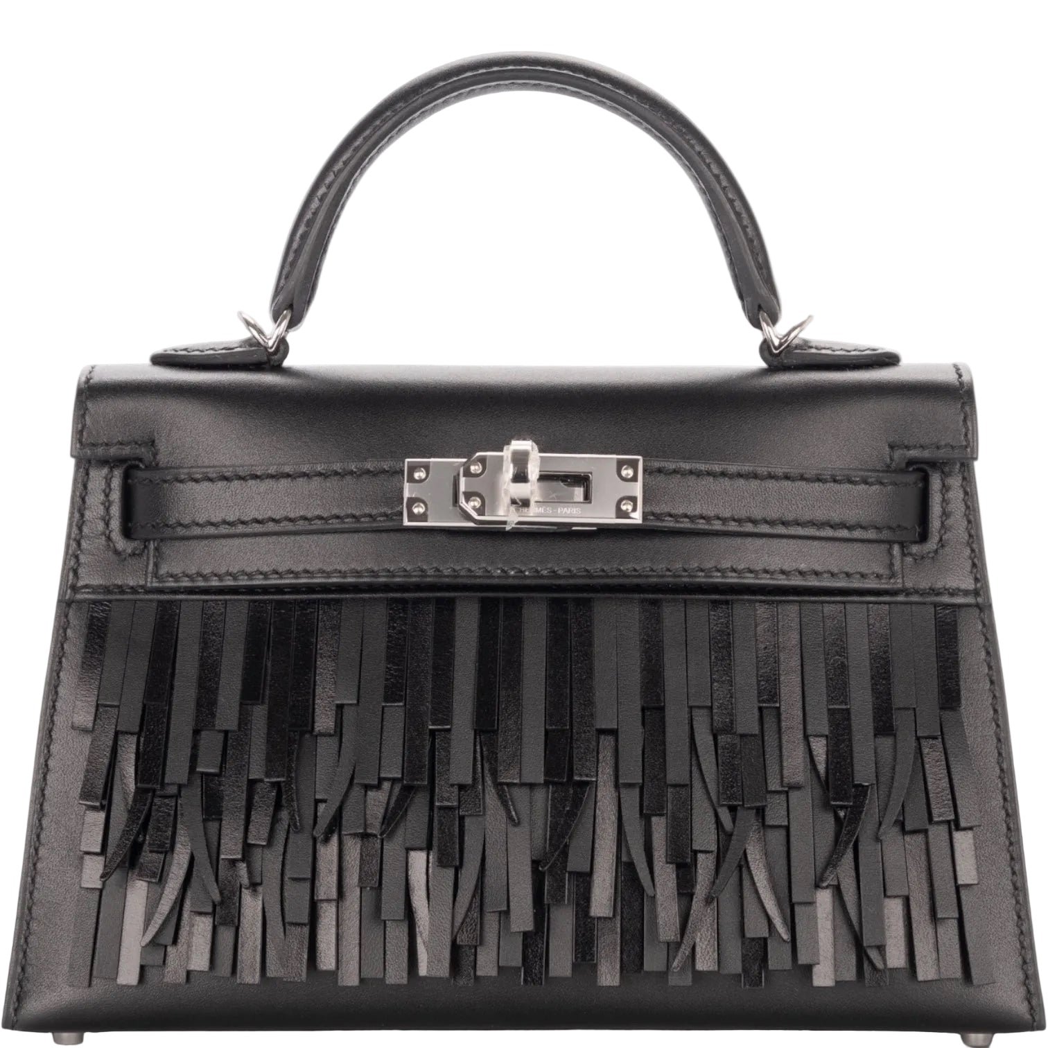 Hermes Hermès Mini Kelly II 20 Pampilles Sellier Noir Tadelakt & Sombrero Palladium Hardware