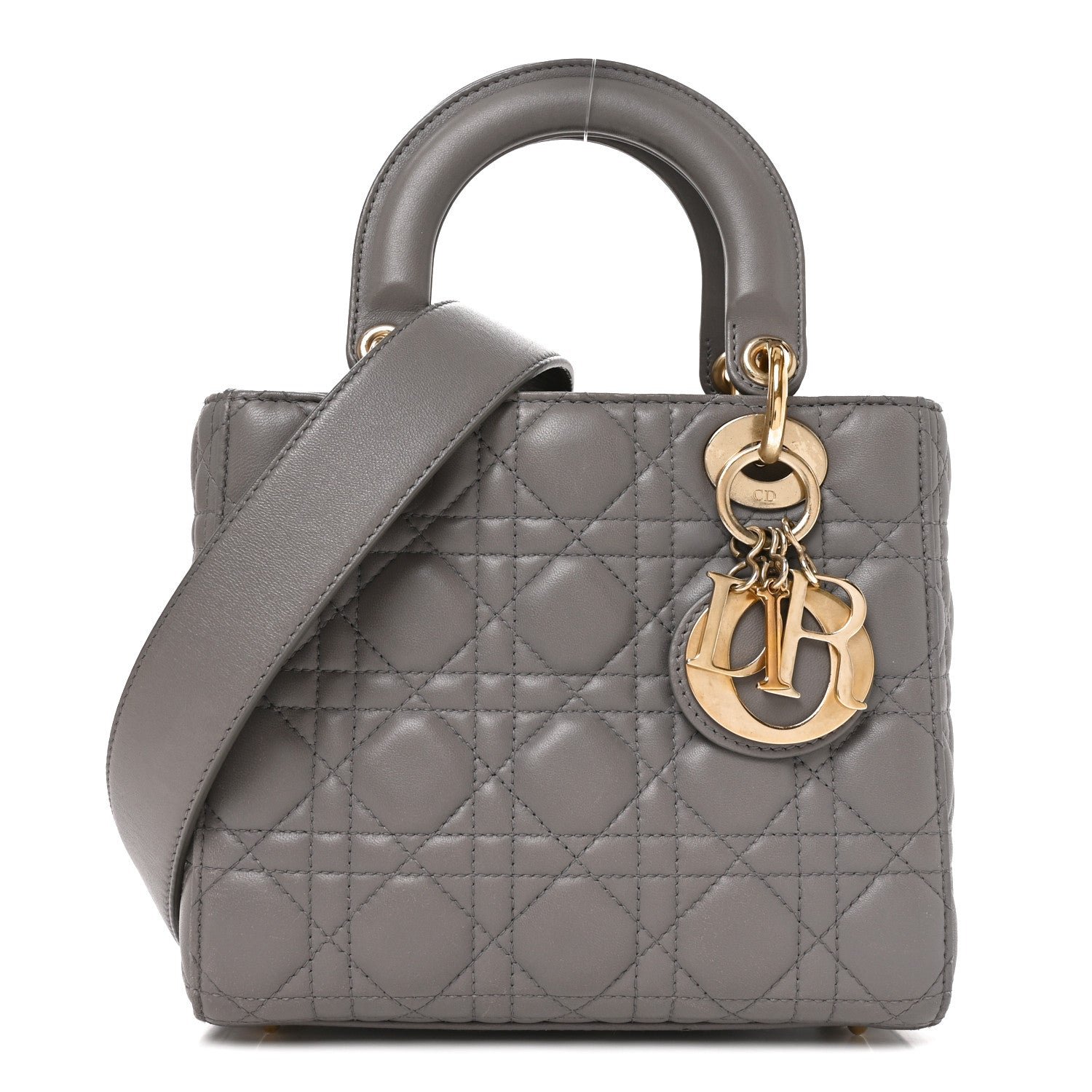 Christian Dior Lambskin Cannage Small My ABCDior Lady Dior Grey