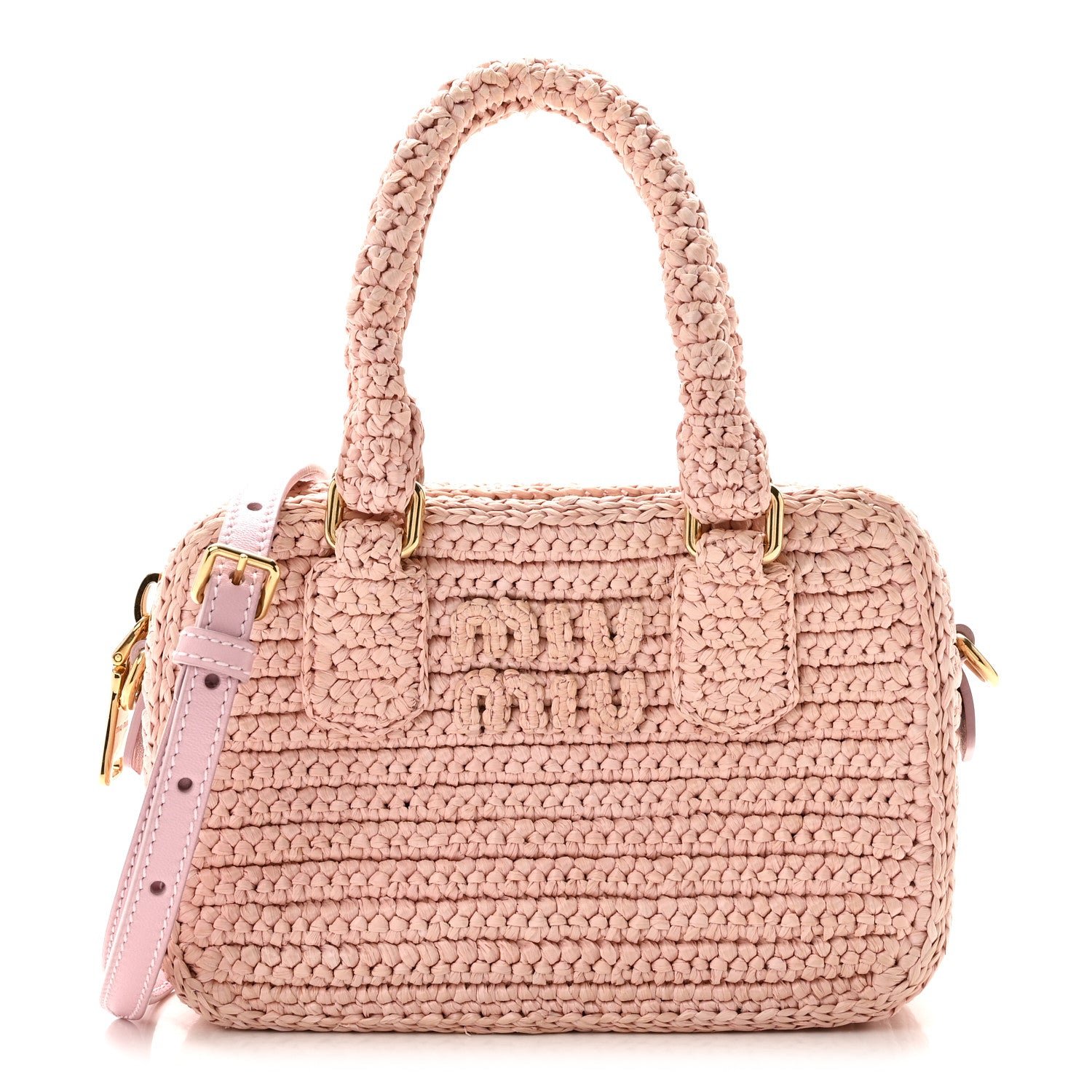 Miu Miu Crochet Calfskin S Narrow Arcadie Alabaster Pink