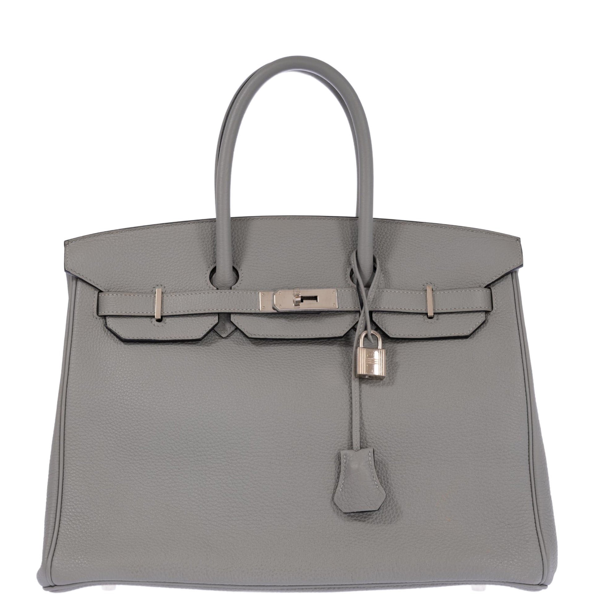 Hermes Hermès Birkin 35 HSS Bi-Color Gris Mouette & Vert Foncé Togo Palladium Hardware