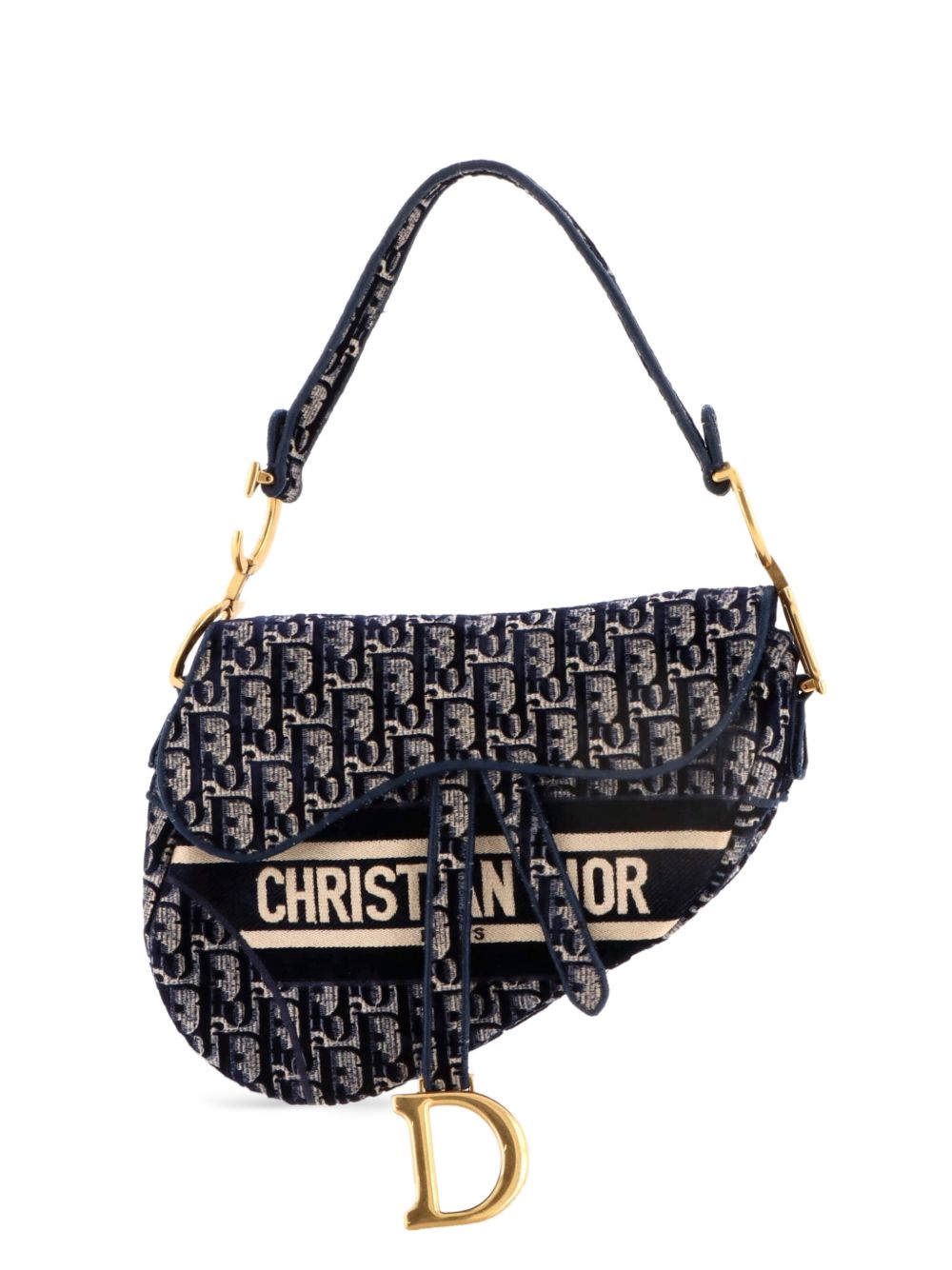 Saddle Handbag Logo Embroidered Oblique Velvet Medium shoulder bag