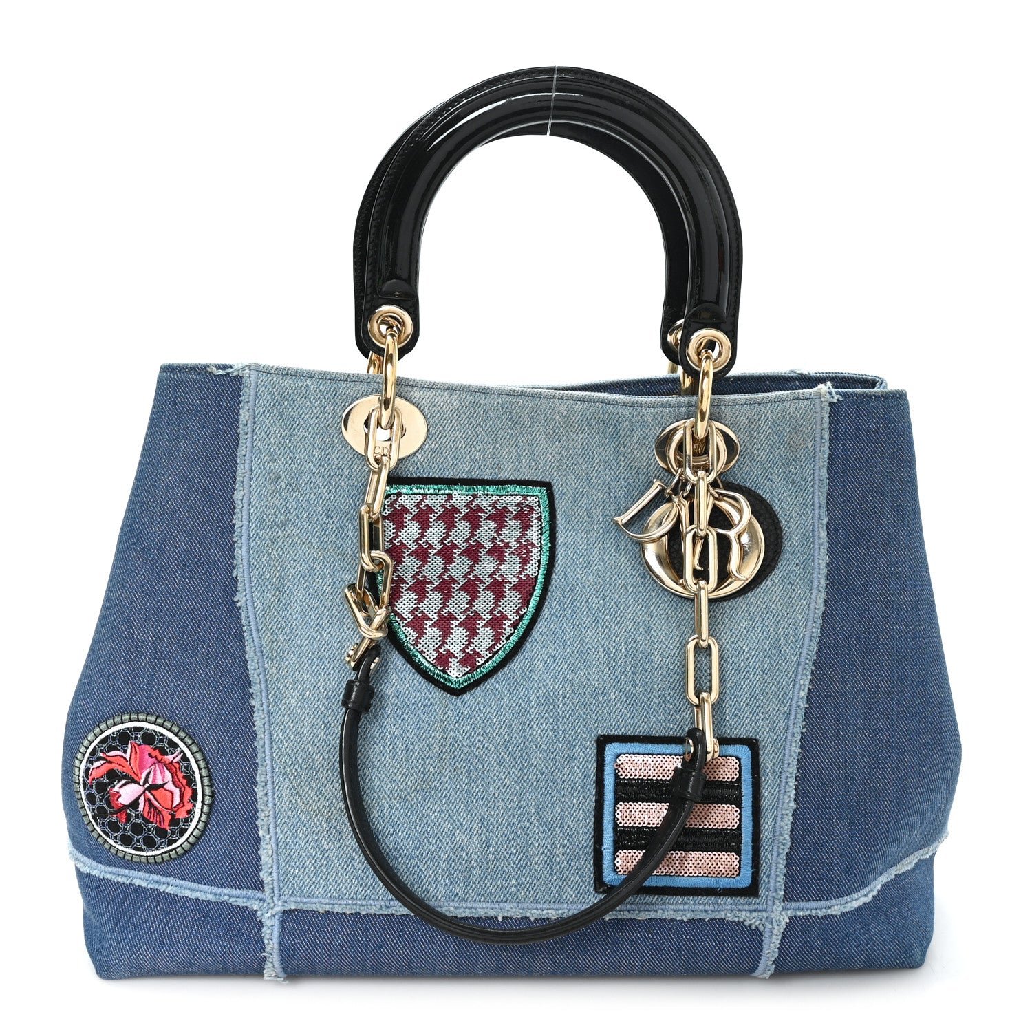 Christian Dior Denim Dior D Light Tote Blue