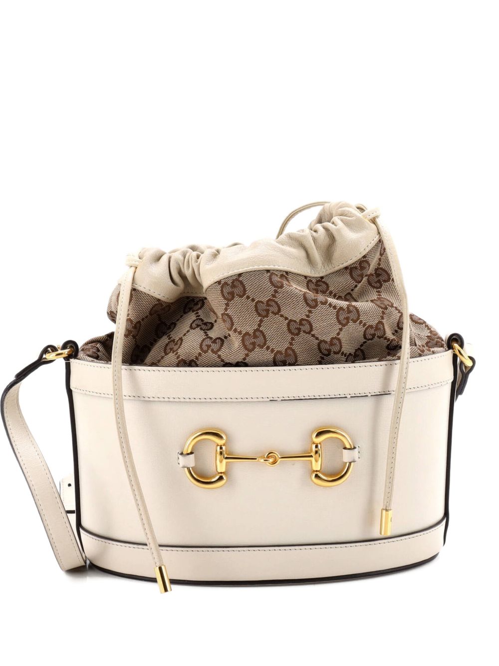 Horsebit 1955 Crossbody Bag Leather and GG Canvas Small bucket bag