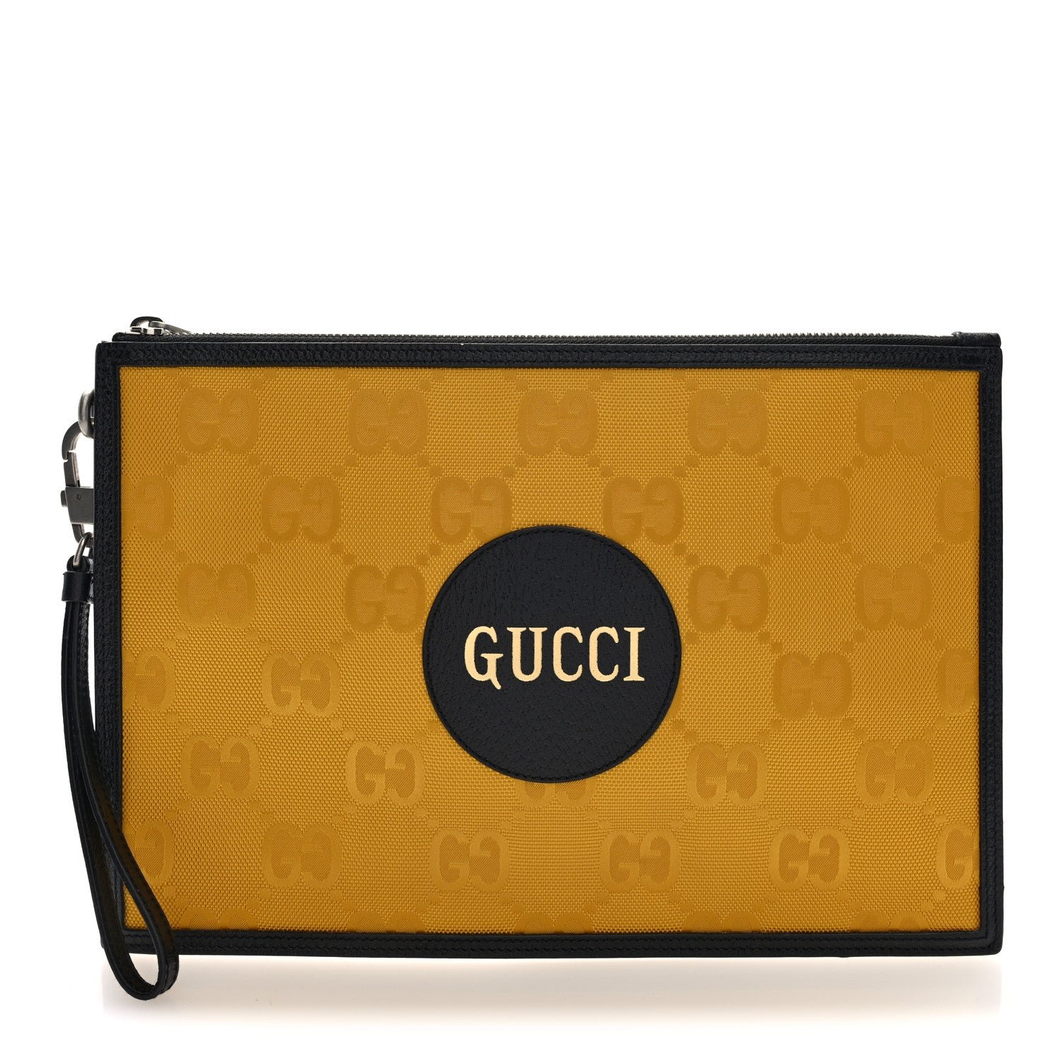 Gucci Econyl Nylon Monogram Off The Grid Zip Pouch Yellow