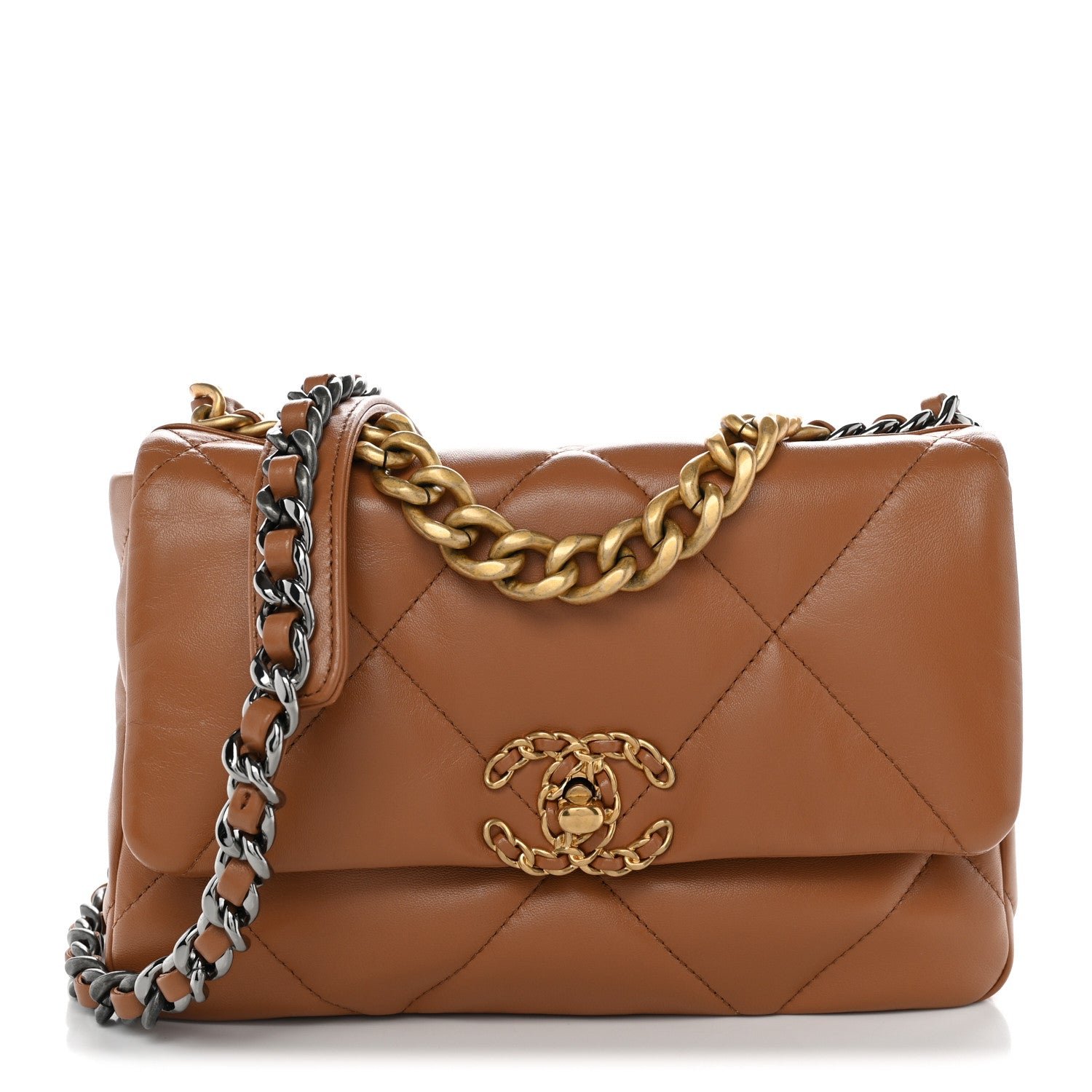 Chanel Lambskin Quilted Medium Chanel 19 Flap Brown