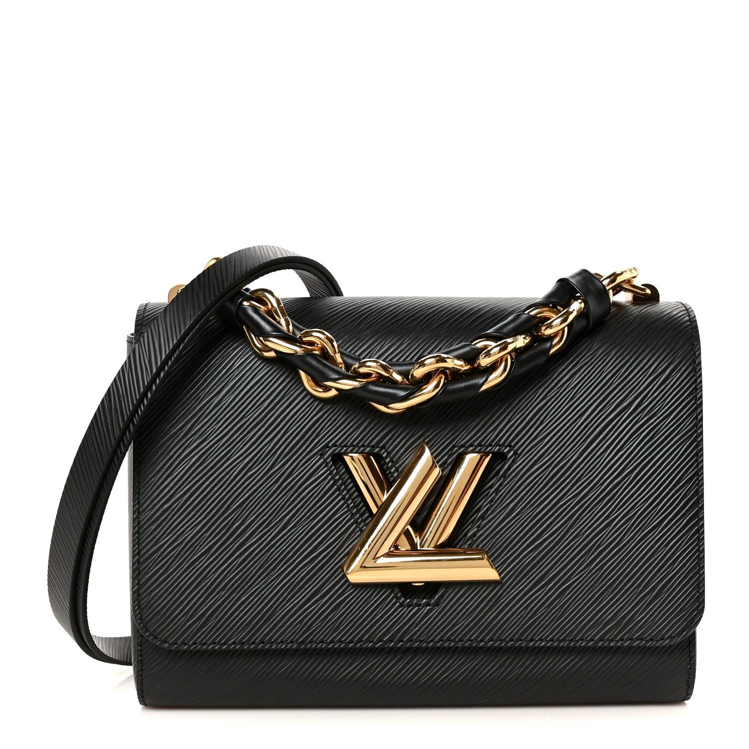 Louis Vuitton Epi Twist Braided Strap Shoulder Bag MM Black