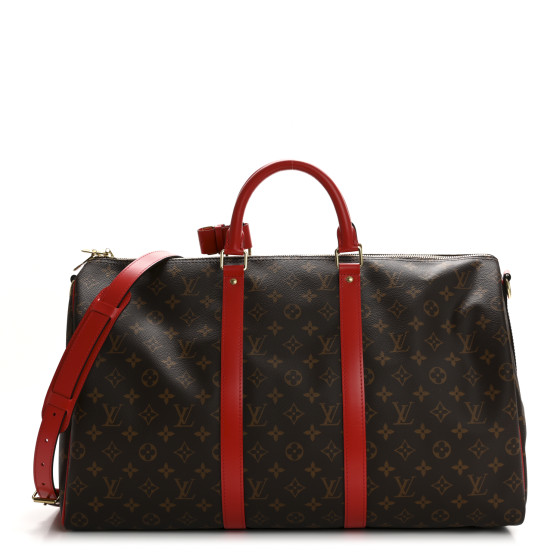 Louis Vuitton Calfskin Monogram Keepall Bandouliere 50 Coquelicot