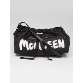 Alexander McQueen Alexander McQueen Black Nylon The Bundle Drawstring Tote Bag