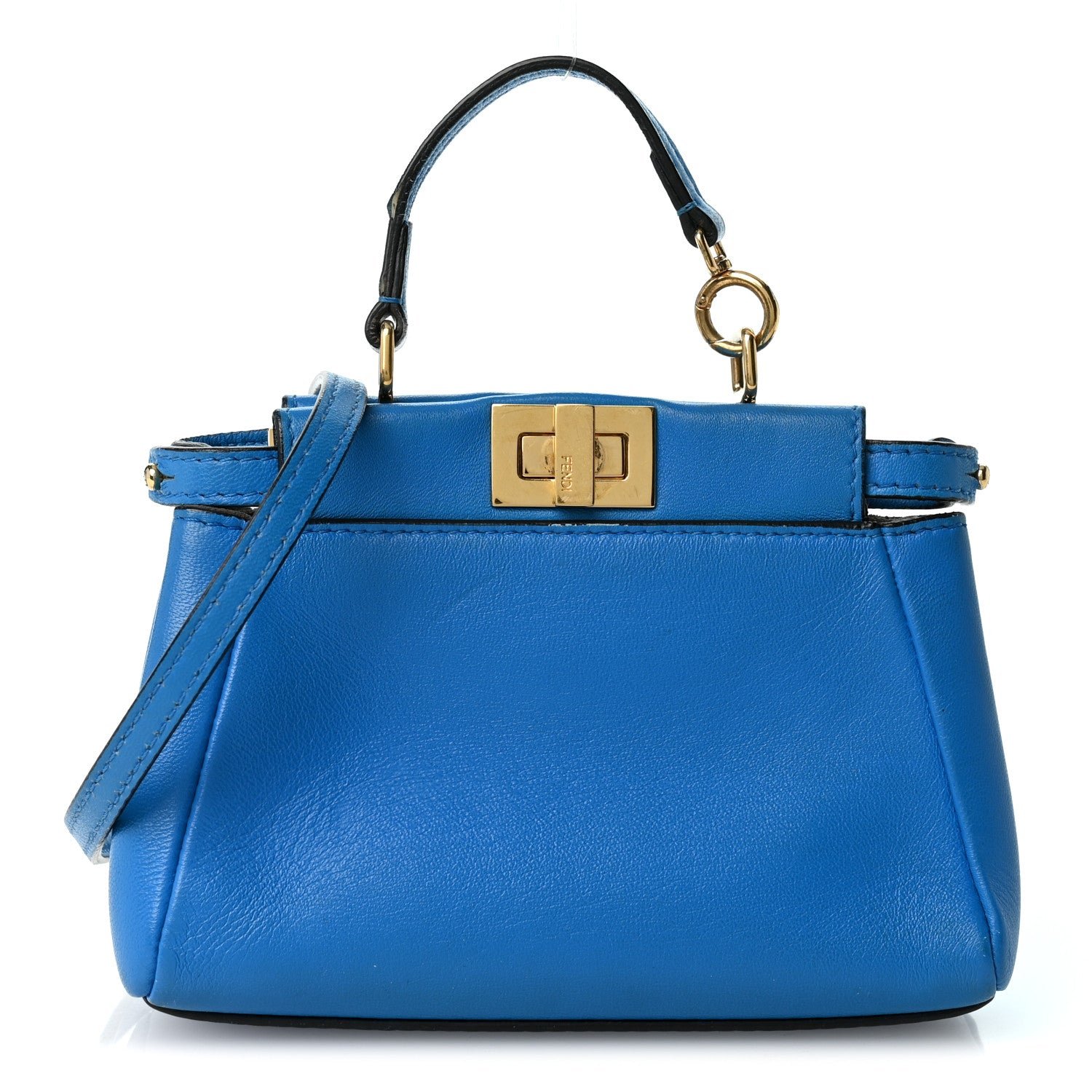 Fendi Shiny Nappa Micro Peekaboo Iconic Satchel Blue Royal