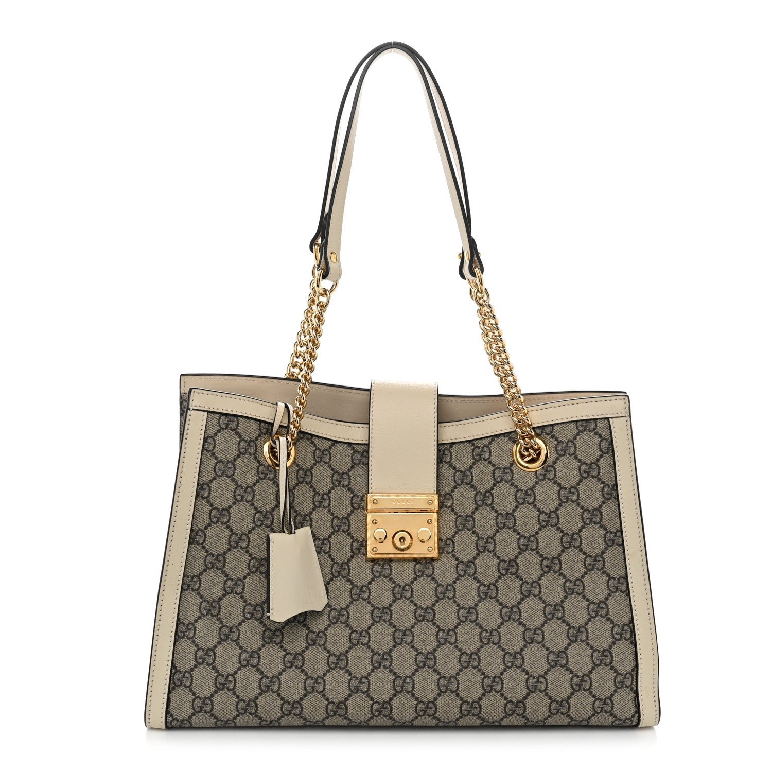 Gucci GG Supreme Monogram Medium Padlock Tote White