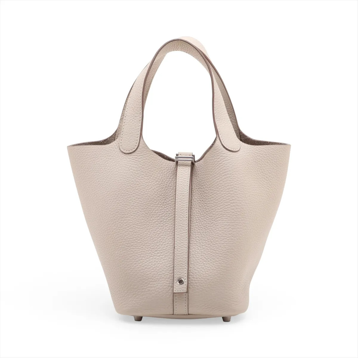 Hermès Picotin Lock 18 PM Taurillon Clemence Craie Silver Metal Fittings