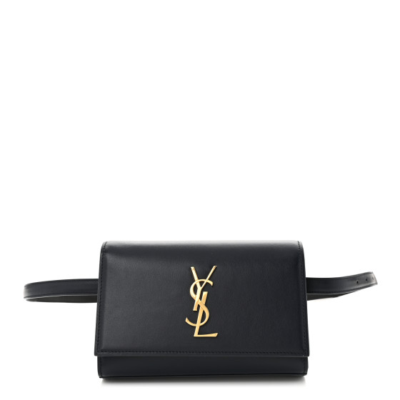 Saint Laurent Smooth Calfskin Monogram Kate Belt Bag Deep Marine Black
