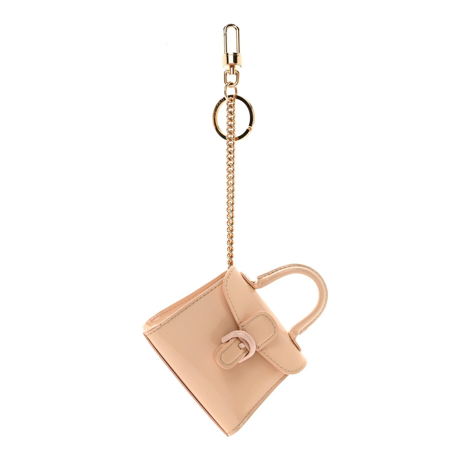 Delvaux Patent Calfskin Mini Brillant Bag Charm Beige
