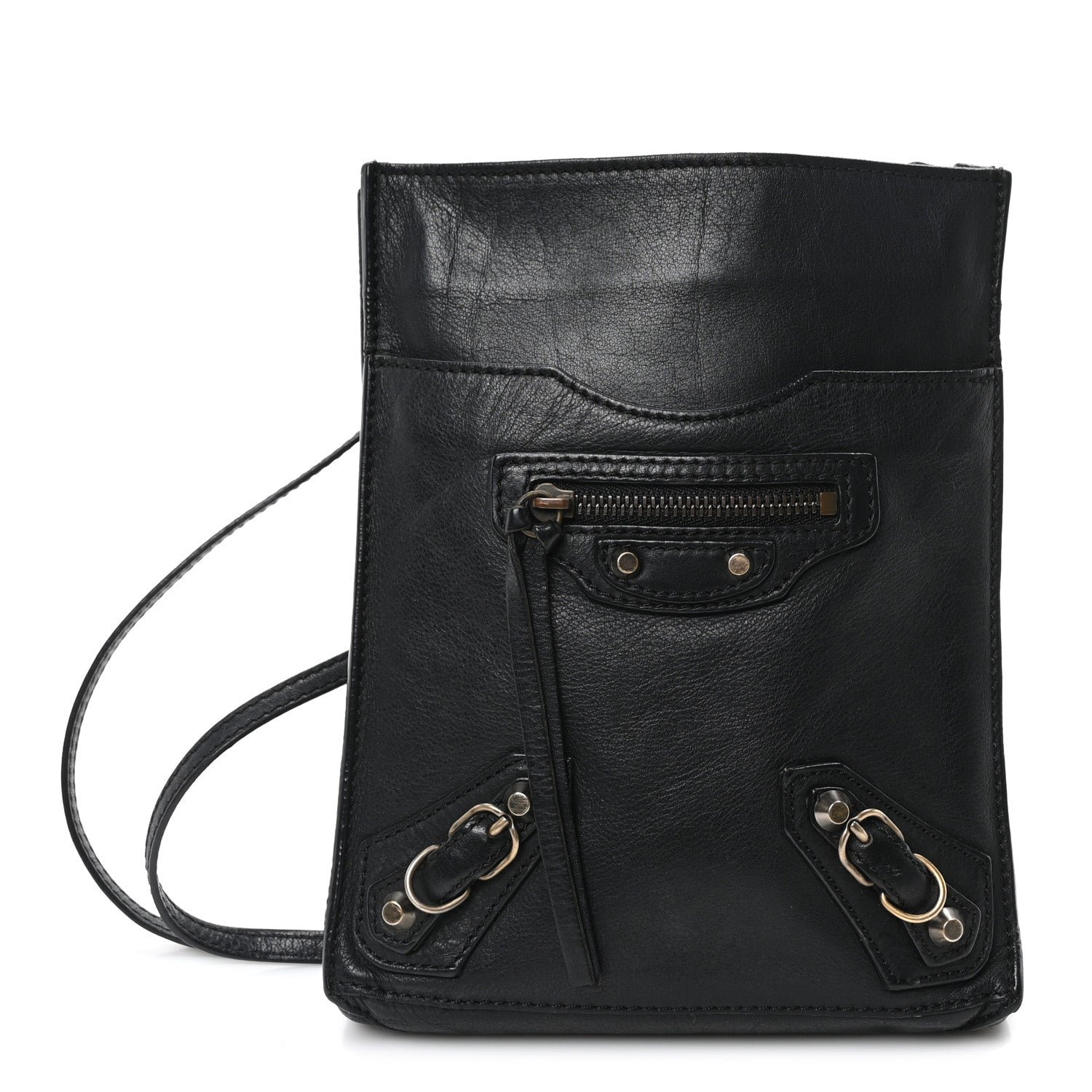 Balenciaga Metallic Calfskin Milkyway Papier Crossbody Bag Black