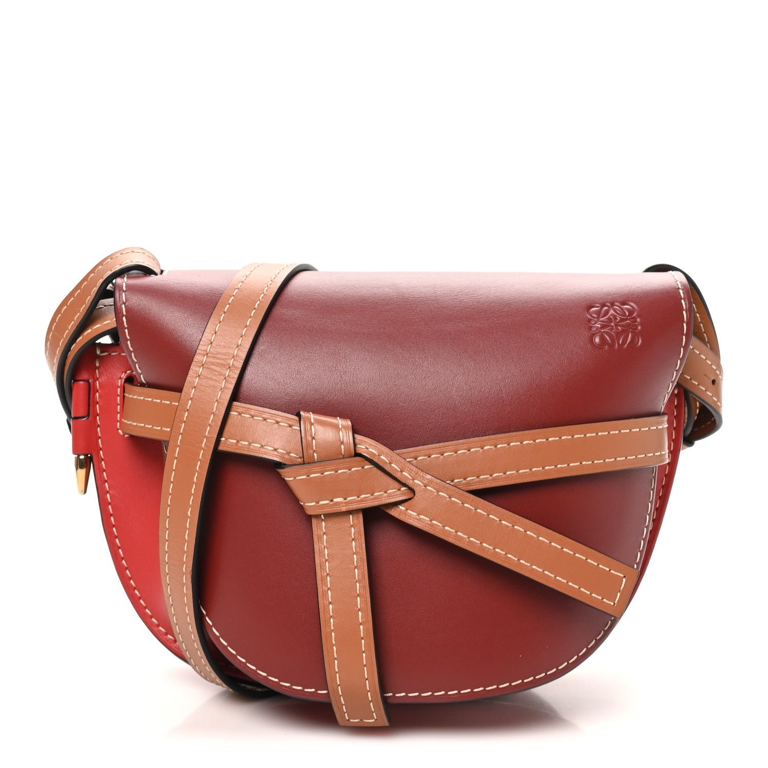 Loewe Calfskin Small Gate Crossbody Bag Garnet Pomodoro