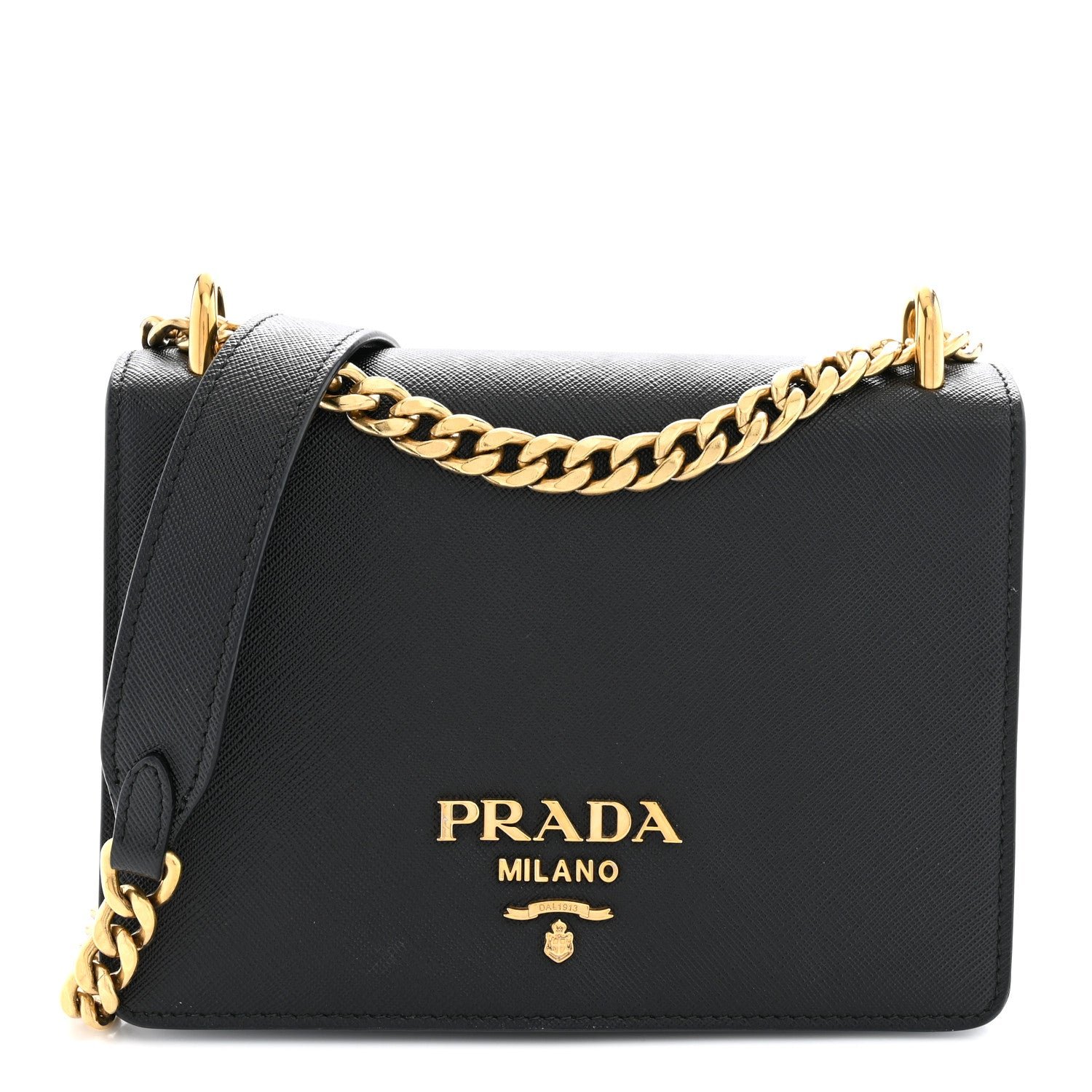 Prada Saffiano Chain Shoulder Bag Black