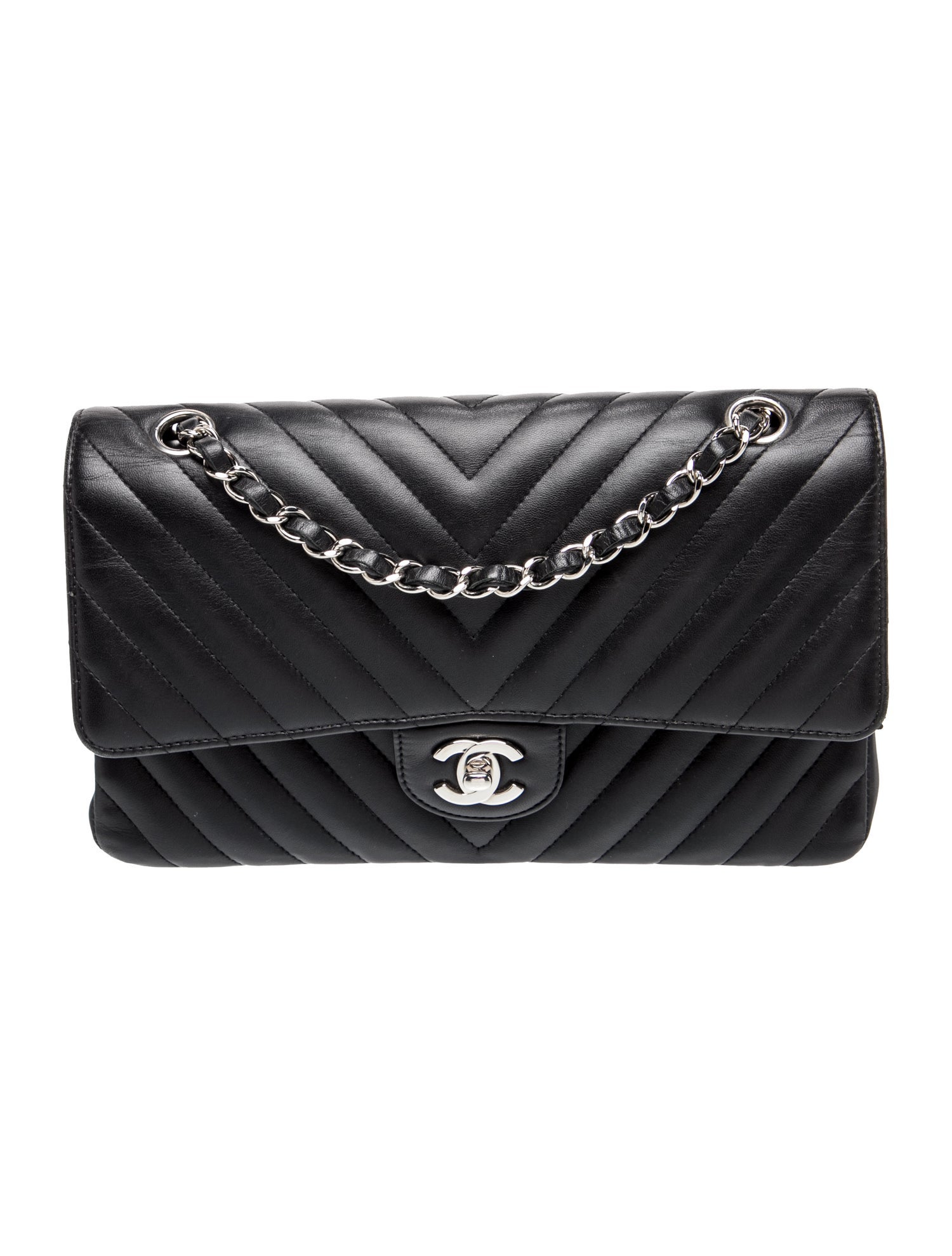 Classic Medium Chevron Double Flap Bag