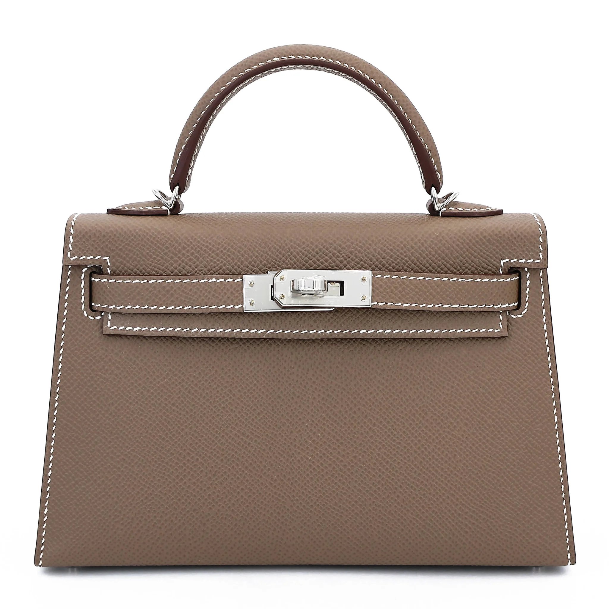Brand New ( Rank N ) HERMÈS Mini Kelly II Etoupe (18) Epsom Palladium hardware G (2026)