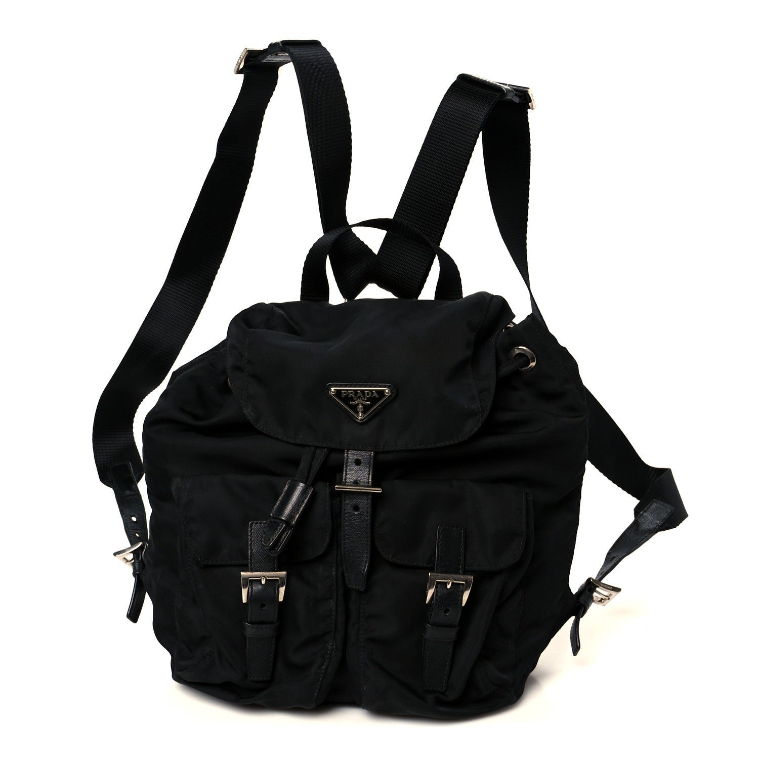 Prada Prada Tessuto Nylon Saffiano Small Backpack Black